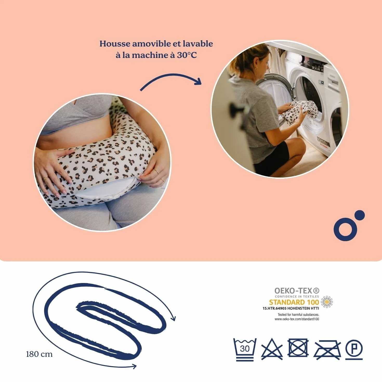doomoo Coussin de Grossesse Allaitement Buddy Ultra Confort Dormir Grossesse Soulage dos jambes ventre Housse Bio OEKO-TEX Leopard Cream