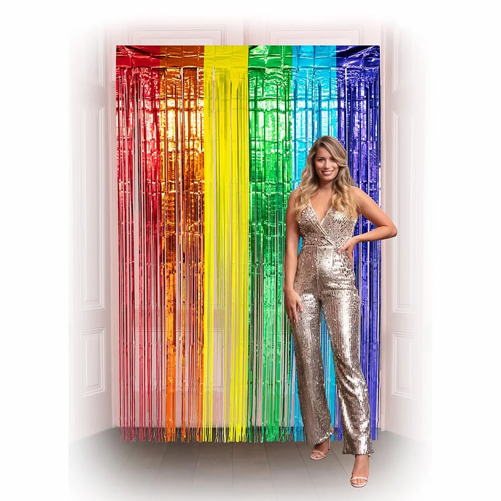 Boland Rideau de film plastique arc-en-ciel 200 x 100 cm décoration de fête carnaval anniversaire