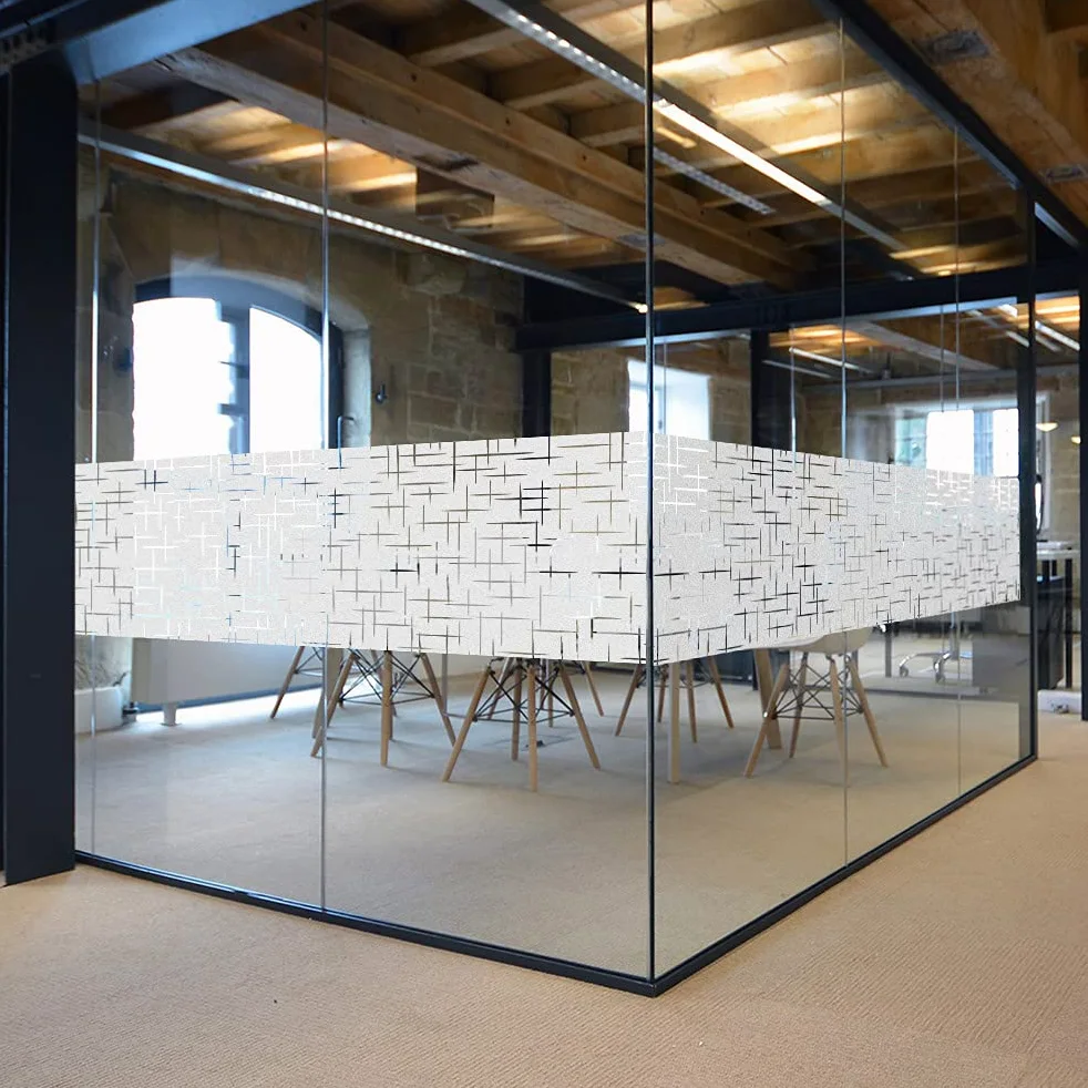 NINETREX Film électrostatique dépoli pour fenêtre - Non adhésif - Amovible - Pour la maison et le bureau - Motif croix, 75 x 400 cm