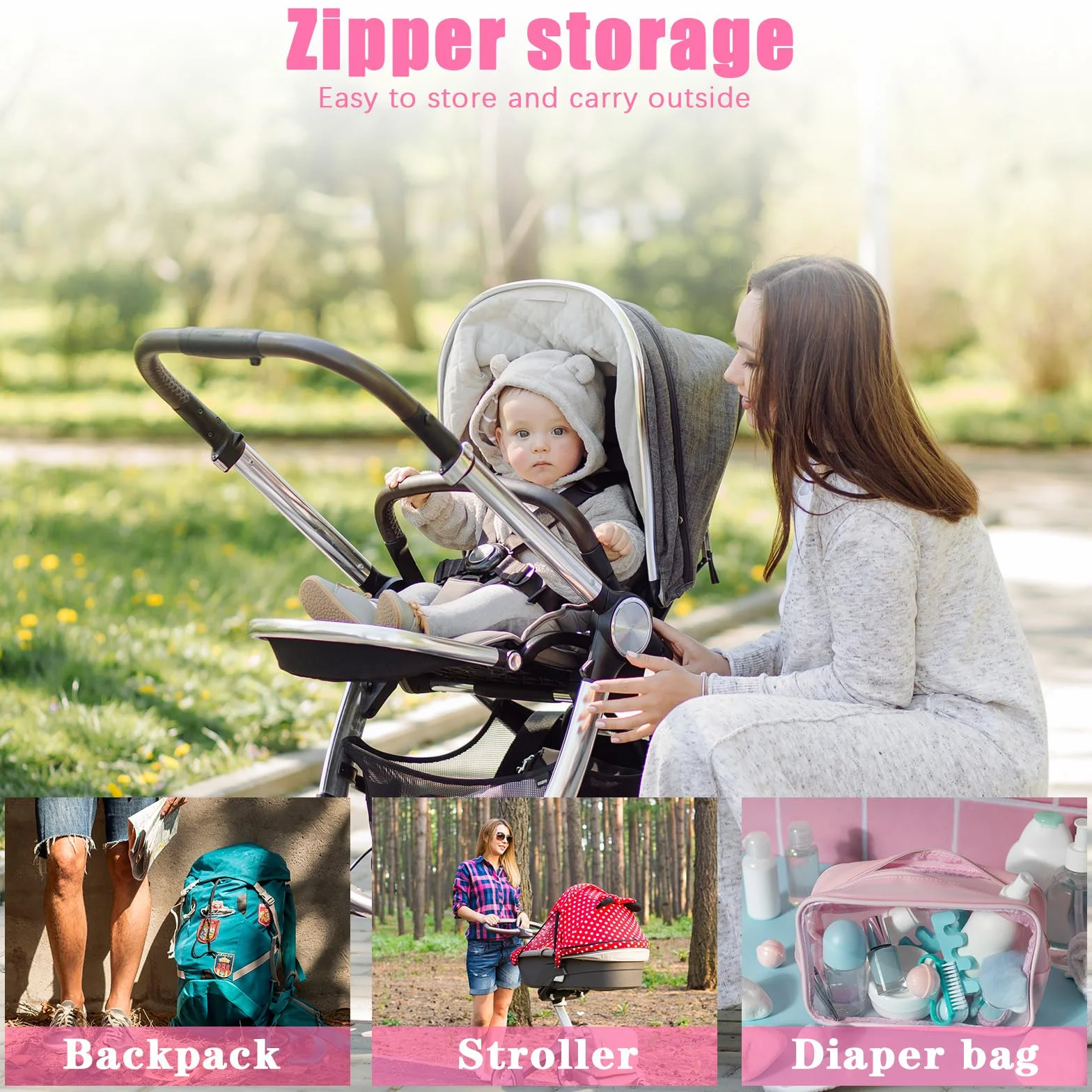 Trousse de Soin Bébé Naissance 12 Pièces, Ensemble Sécurité Sans BPA pour Bébé Rose