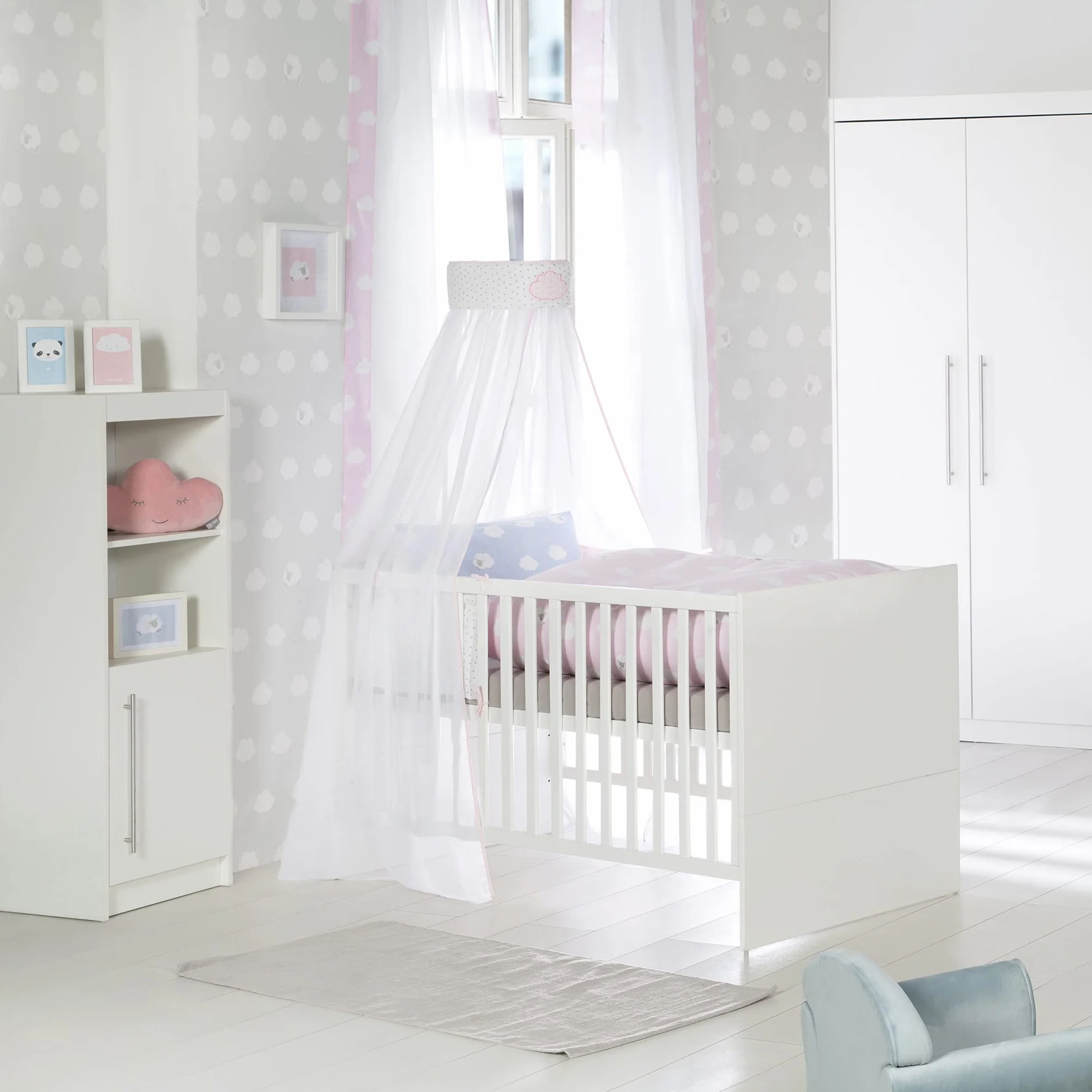 roba Babymöbel Maren Lot de 2 pièces Lit d'enfant 70 x 140 cm transformable commode à langer Blanc