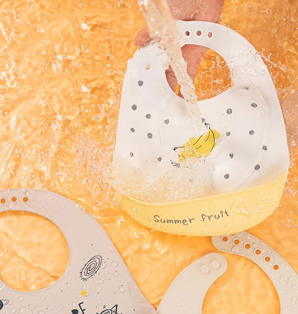 SLOSH Bavoirs Bébé Silicone Souple Bavette Vert Imperméable Ajustable Enfant Waterproof