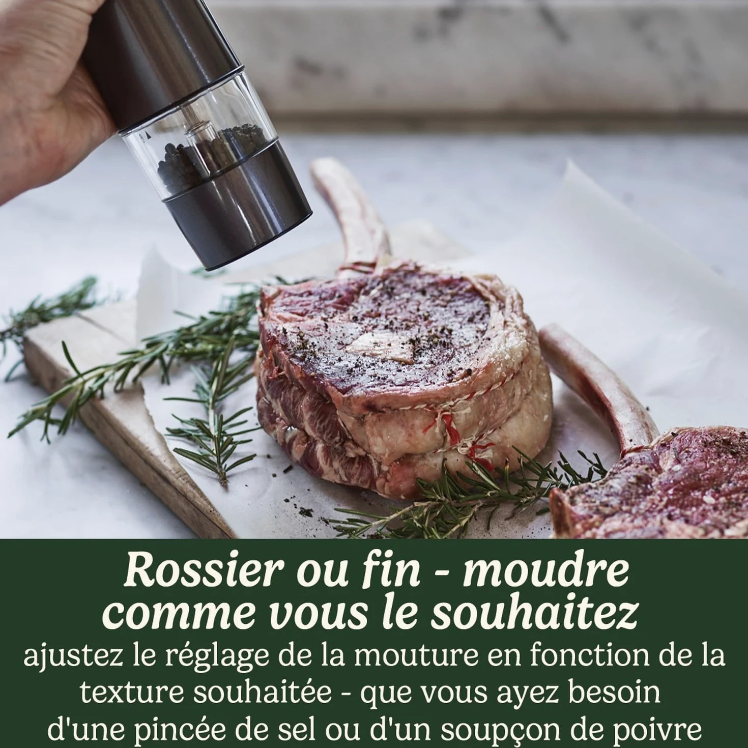 Cuisinart Moulin à sel et à poivre électrique - Moulin à assaisonnement rechargeable - Aucune pile requise, chargement en 20 minutes - Capuchon doseur - Réglages de mouture ajustables - Bleu