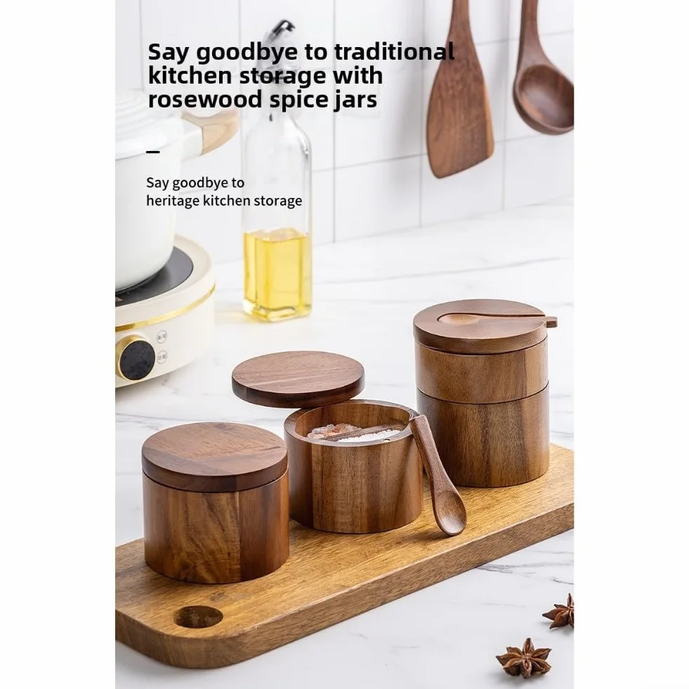 Salière en bois d'acacia avec couvercle rotatif, dimensions optimisées