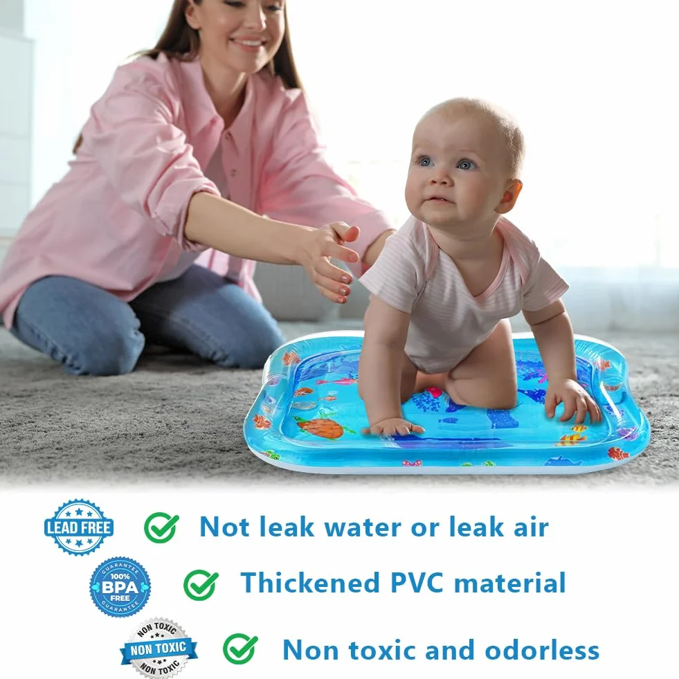 Tapis d'eau pour bébé 66x50cm Tummy Time Gonflable Nourrissons Filles Garçons 3-9 Mois Nouveau-né