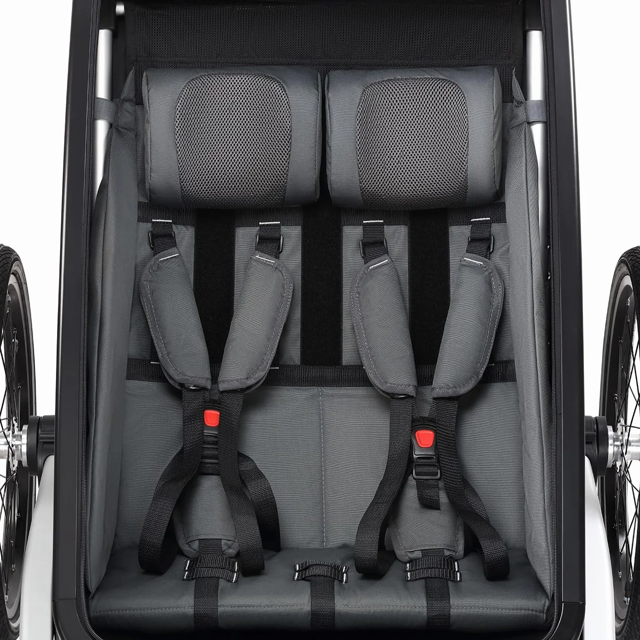 Fuxtec Sport Cruiser 2-en-1 Remorque Vélo Buggy Jogger Noir pour 2 Enfants en Aluminium Pliable avec Protection Pluie et Soleil