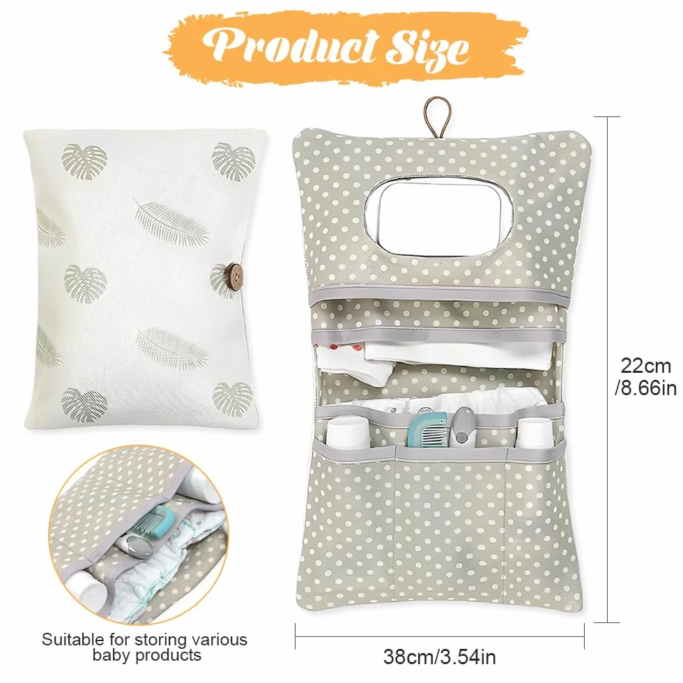 Sac à Couches Lavable 2 en 1 Bébé Trousse de Maquillage Organisateur à Langer Pliable