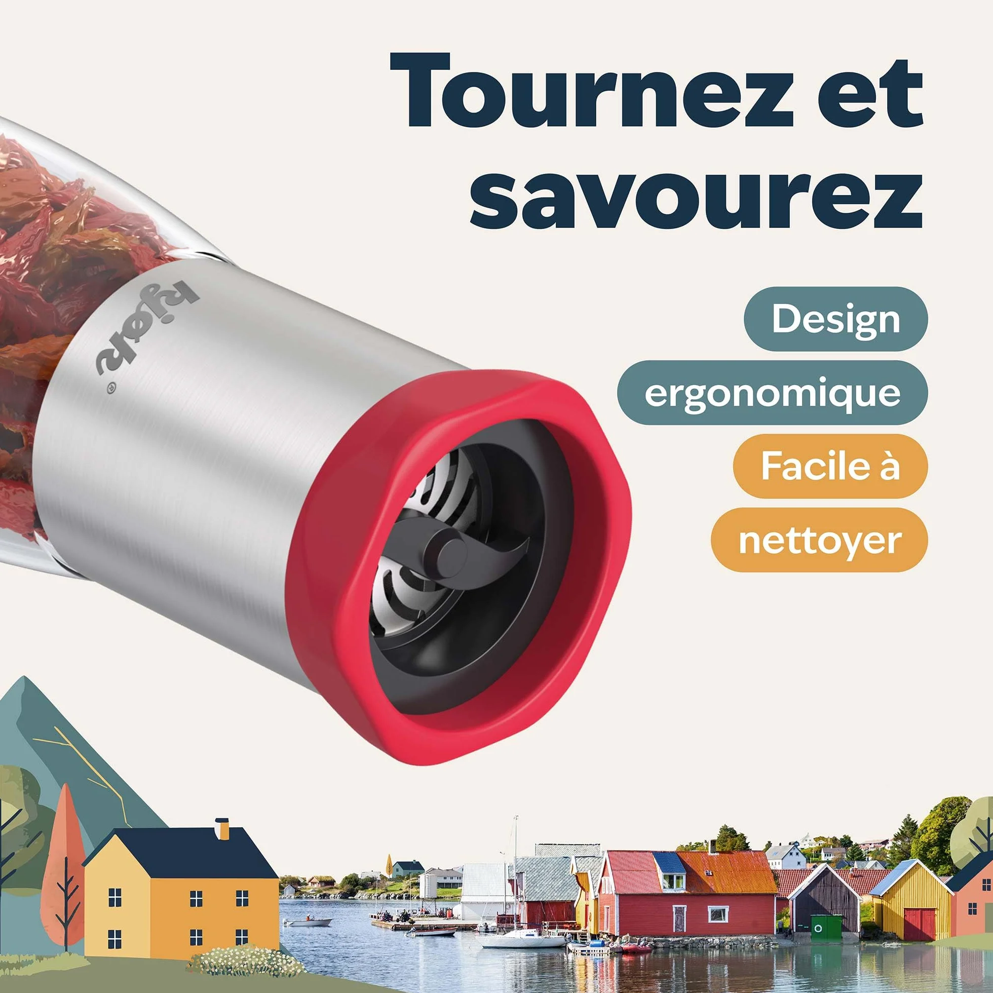 Moulin à piment en acier inoxydable et verre 100ml