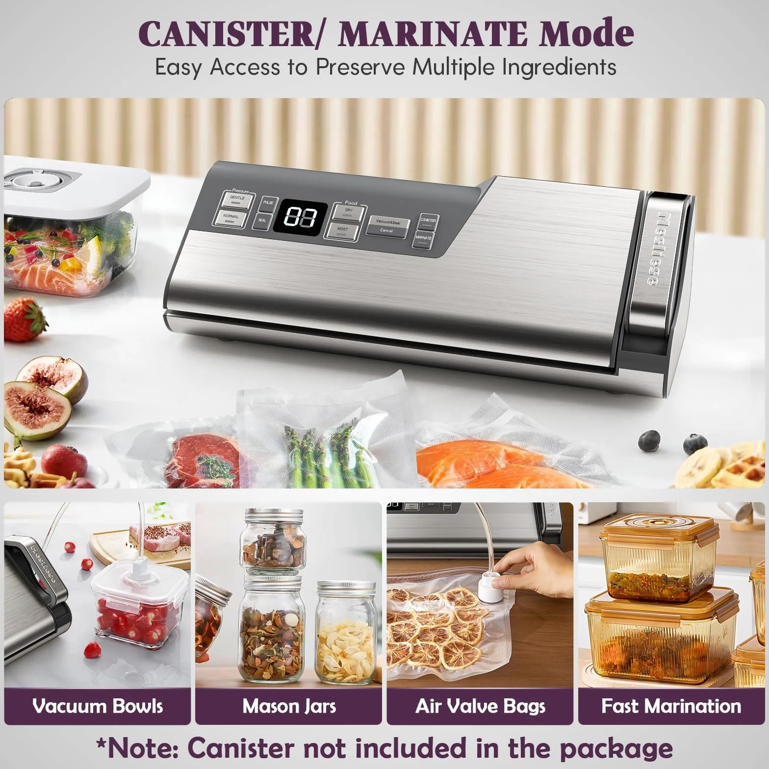 Mesliese Machine de Mise sous Vide 95 kPa 140W Double Sceau avec Coupeur Intégré