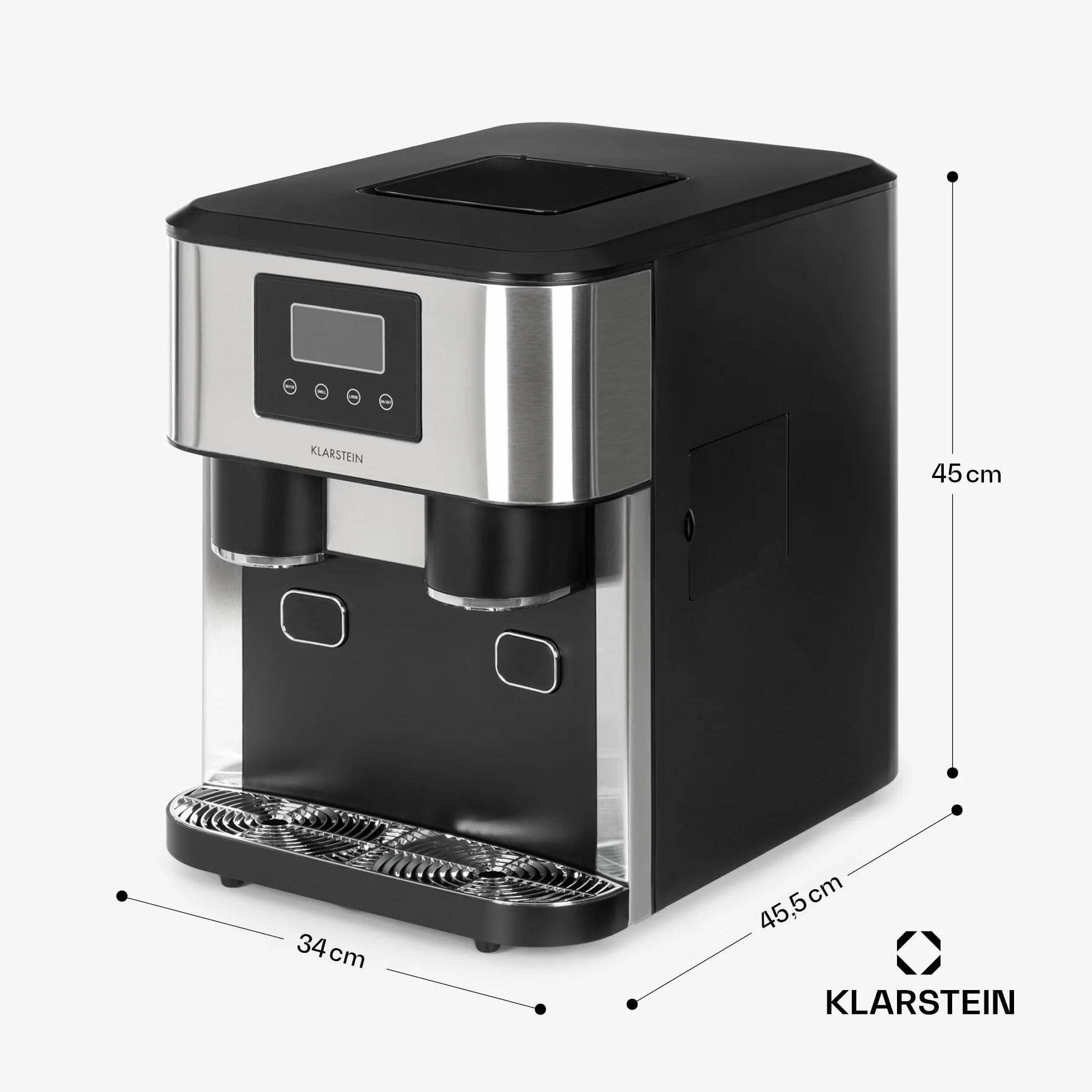 Klarstein Machine à Glaçons 1.8L, 15kg/24h, Ice Maker avec Alarme