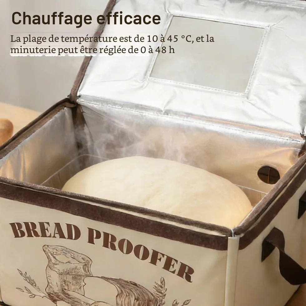 Boîte de fermentation à pain avec chauffage - Pliable - Température et minuterie réglables - Pour la cuisson du pain, du yaourt, des pizzas - 40 x 33 x 25 cm