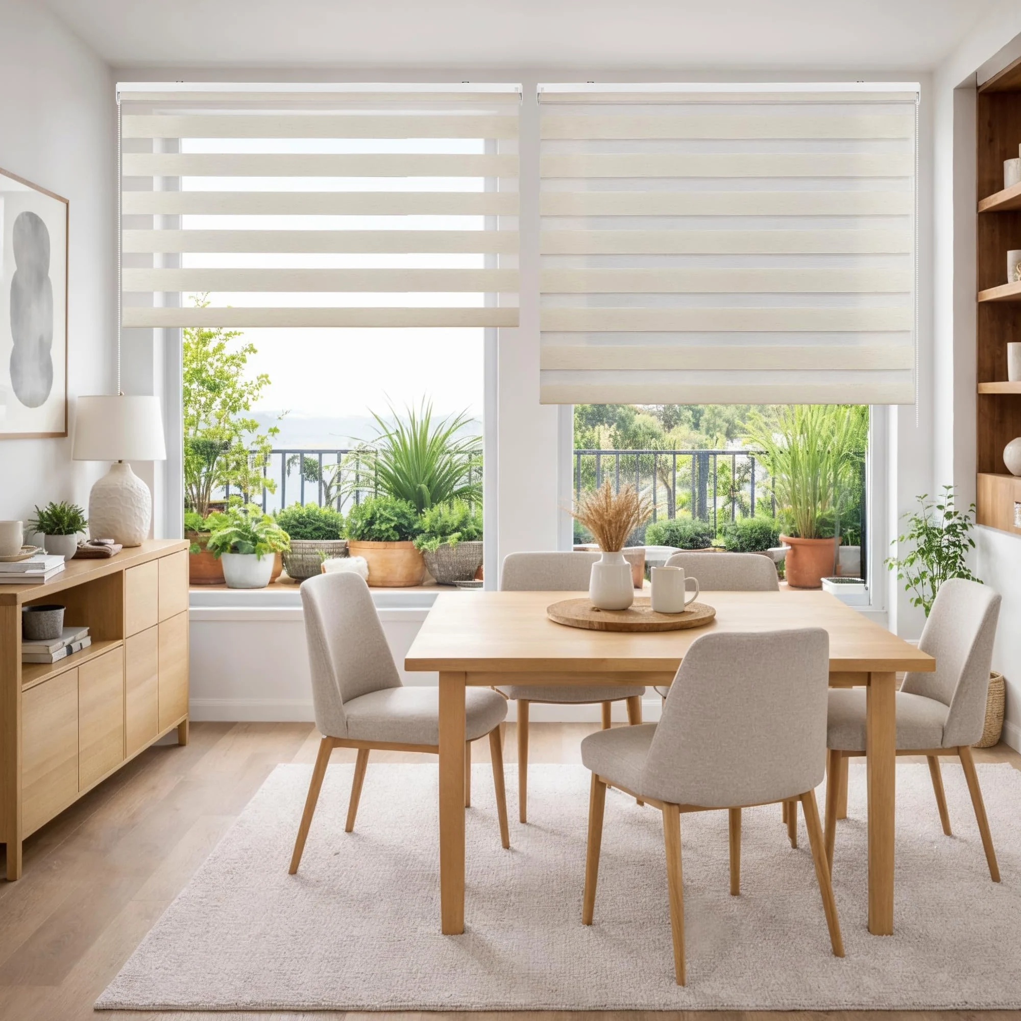 Store Jour Nuit Enrouleur pour fenêtres Tissu Double 120x250 cm Lin | Installation facile mur/plafond Largeur tissu 117,5 cm Stores enrouleurs intérieurs Qualité Premium Maison StoresDeco