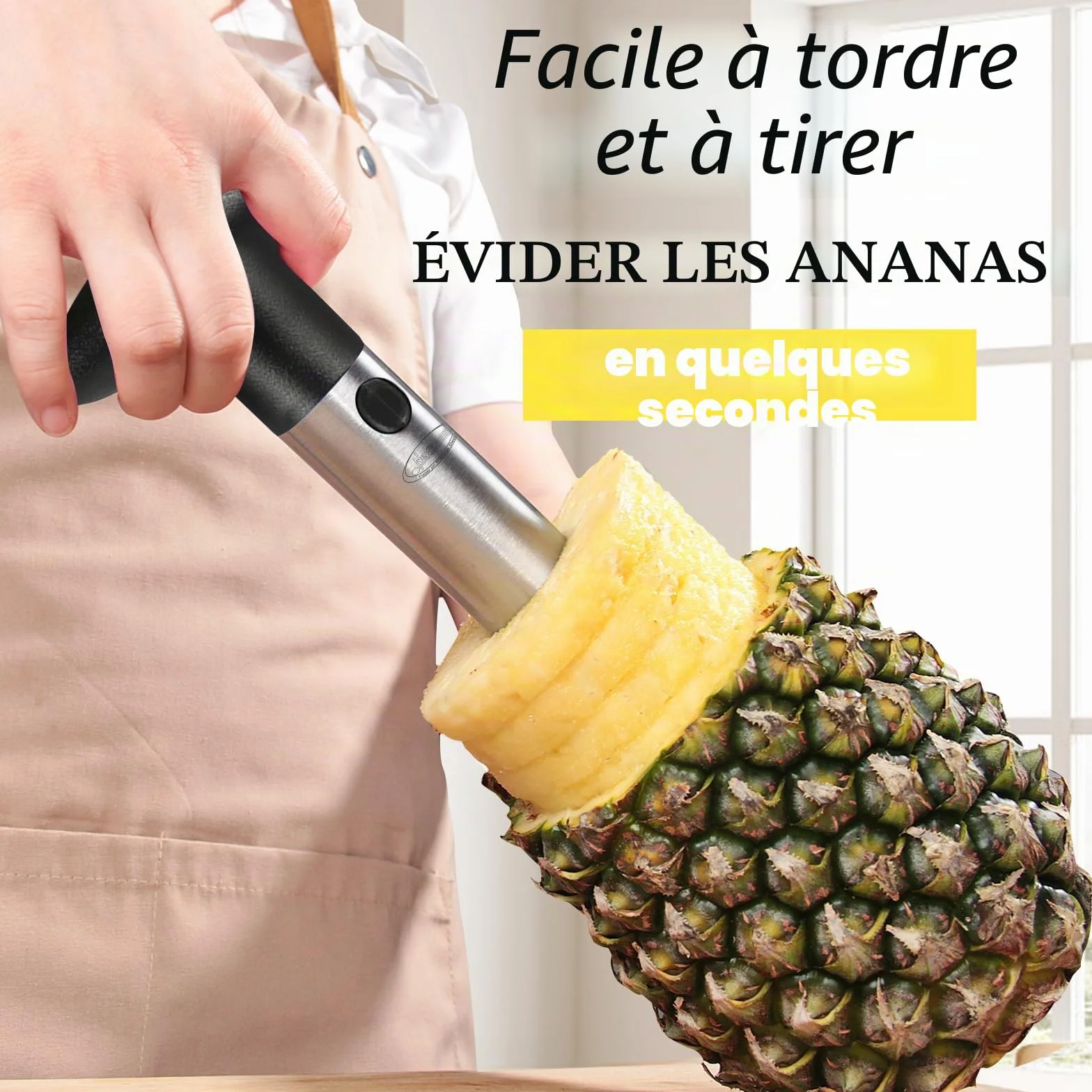 Coupe-ananas en Acier Inoxydable, Éplucheur et Trancheur, Lame Renforcée