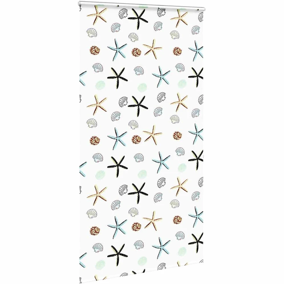 Store Enrouleur de Douche avec Cassette en PEVA Motif crustacés Largeur Tissu 126 cm Hauteur 240 cm avec chaîne réglable sécurité Enfant et Accessoires de Montage idéal Salle de Bains