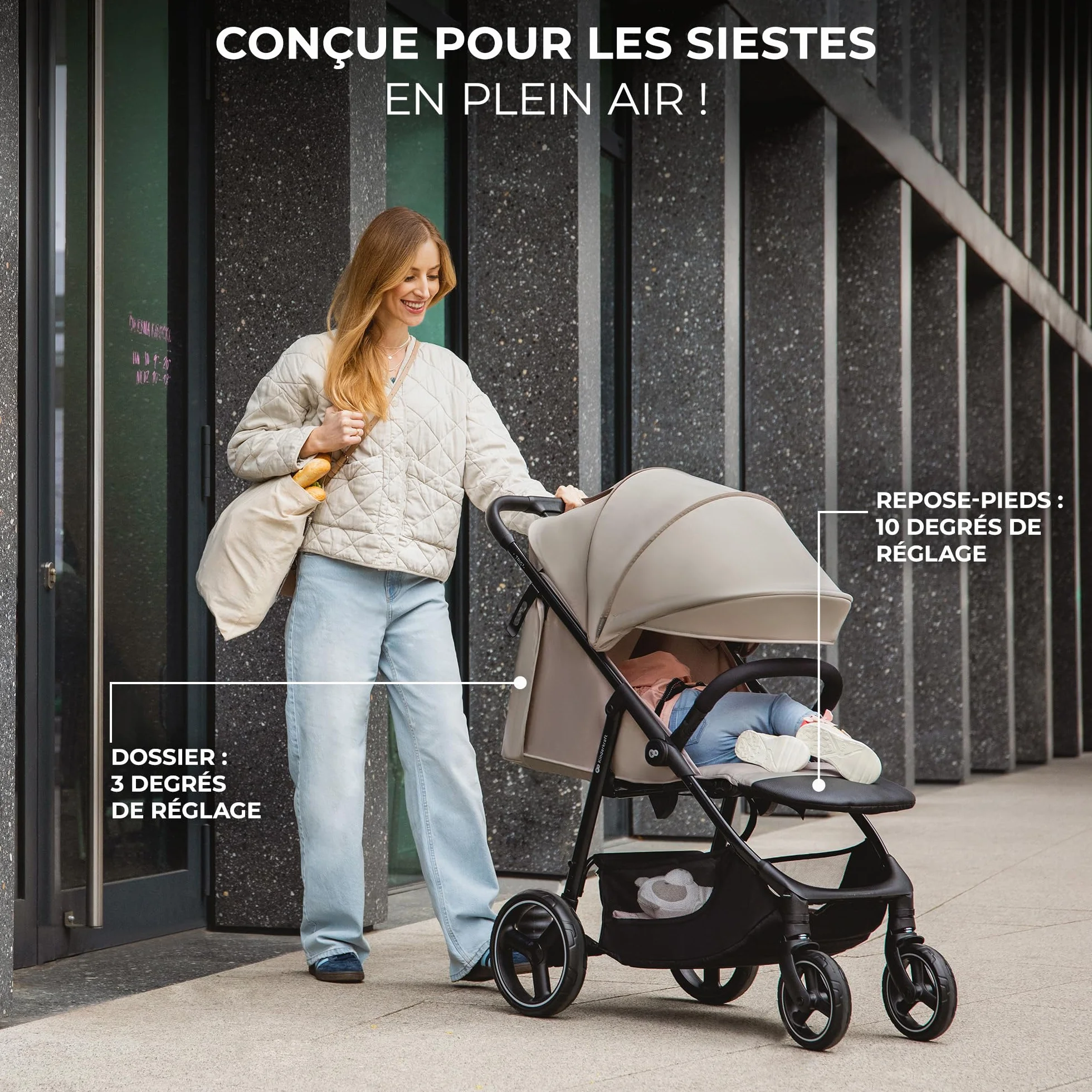 Kinderkraft TRIG 3 Poussette Canne Légère Pliable Noir