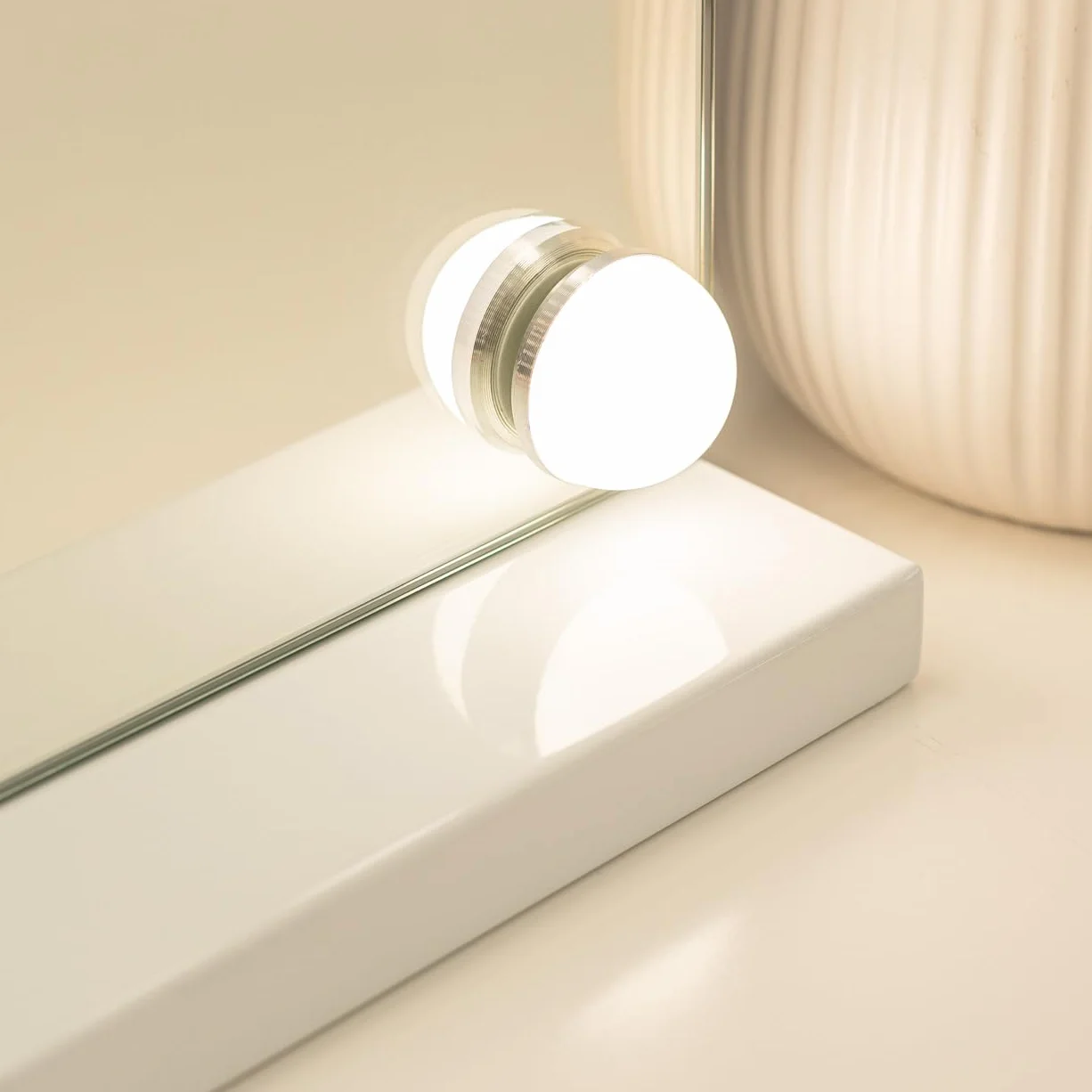 Flamingueo Miroir Coiffeuse Lumineux Bande LED 3 Modes Intensité Réglable Contrôle Tactile Blanc 58x12x43cm
