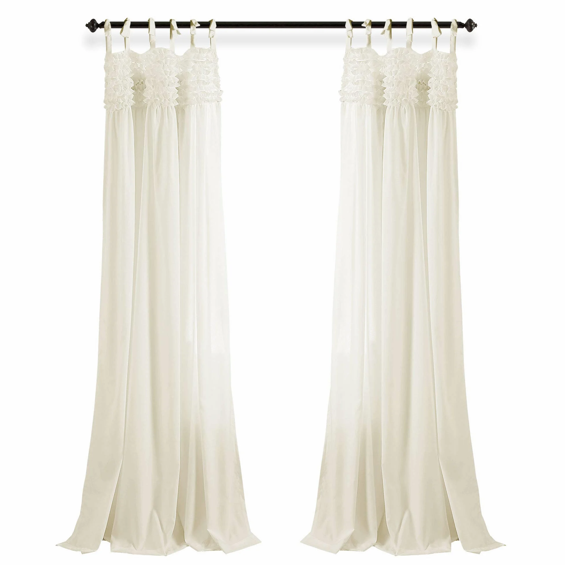 Lush Decor Lot de 2 Rideaux à Volants pour Salon, Salle à Manger, Chambre à Coucher (Paire), Polyester, Ivoire, 101,6 x 213,4 cm (l x L)