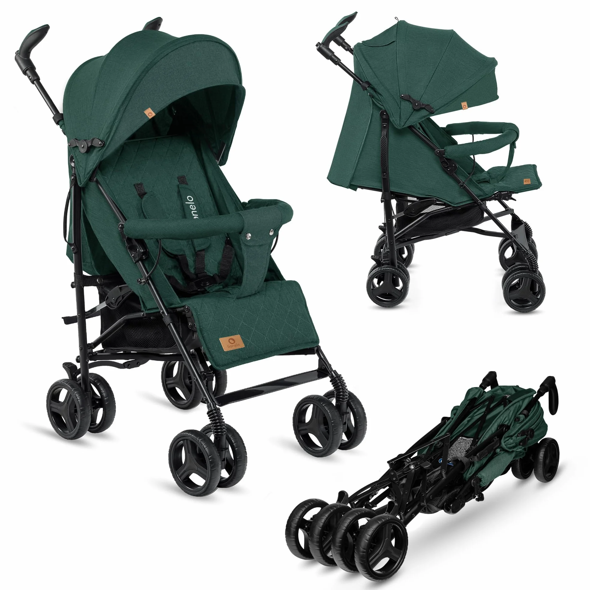 LIONELO Irma poussette canne 15 kg 0-36 mois légère compacte réglage dossier position couchée grand panier pliage rapide moustiquaire chauffe-pieds