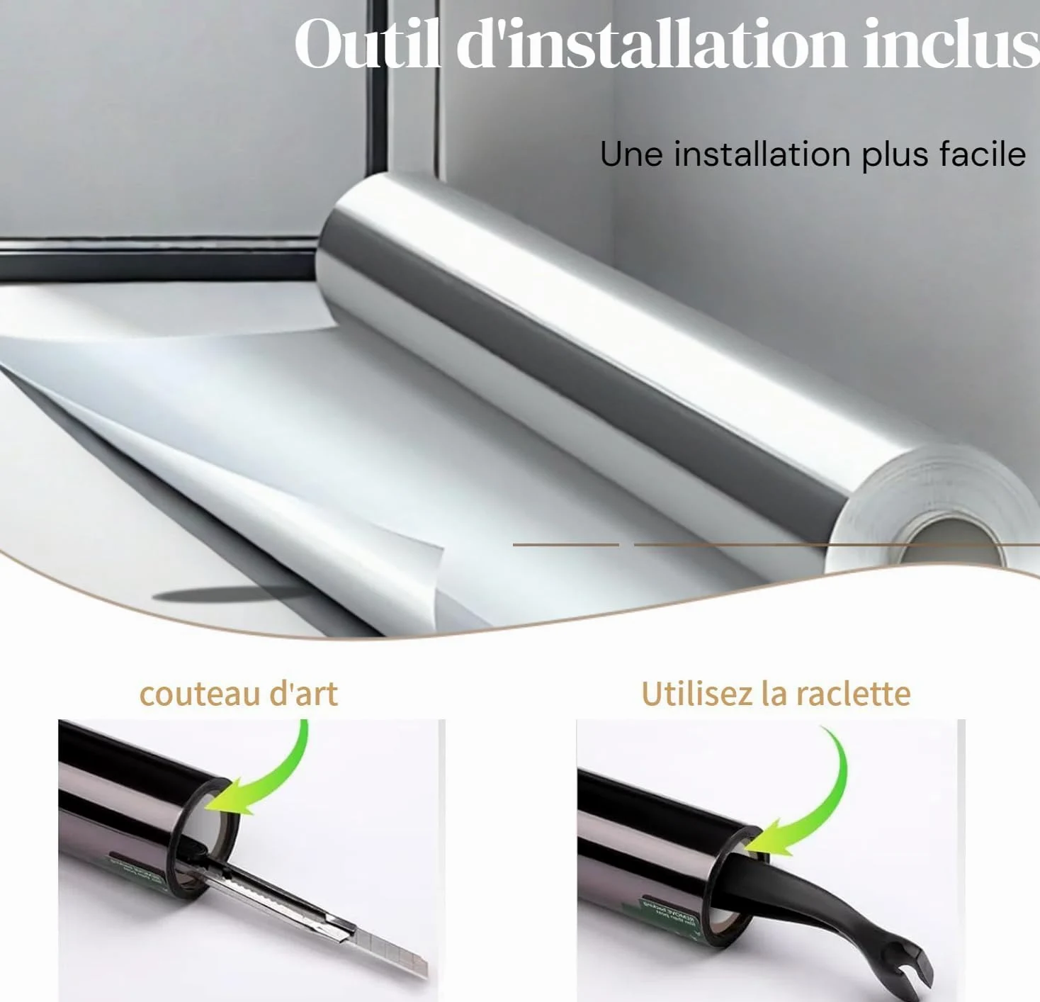Film Miroir pour fenetre Anti Regard Anti UV avec Kit de Pose Film occultant Fenêtre Bon Effet Miroir Protection de la Vie privée pour Maison Bureau Magasin (Argenté, 90X600(cm))