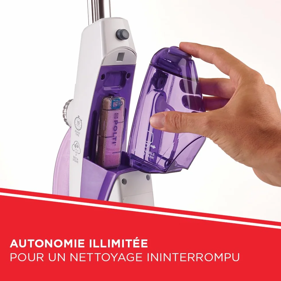 Polti Vaporetto SV440 Double Nettoyeur Vapeur 2-en-1 Balai Main 11 Accessoires Blanc Violet