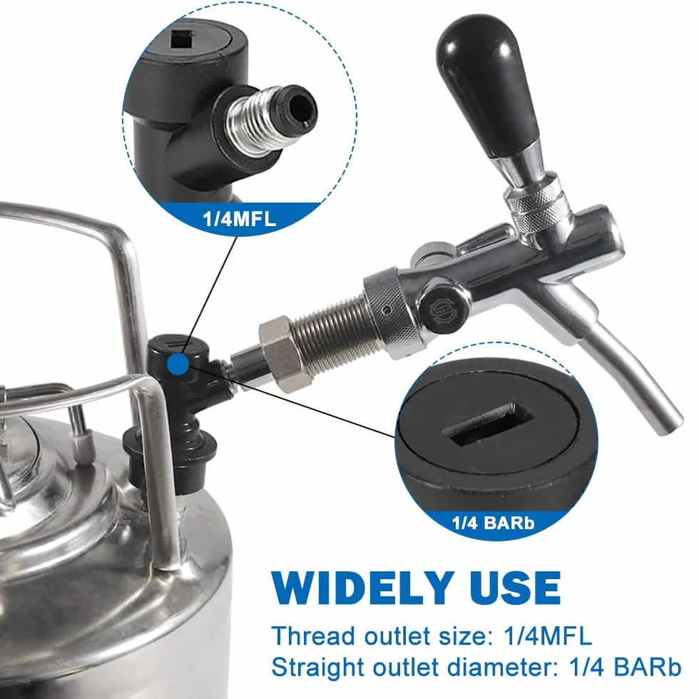 Kit de déconnexion à bille, 2pcs 1/4" Ball Lock MFL Gas & Liquid Beer Keg Disconnects Set