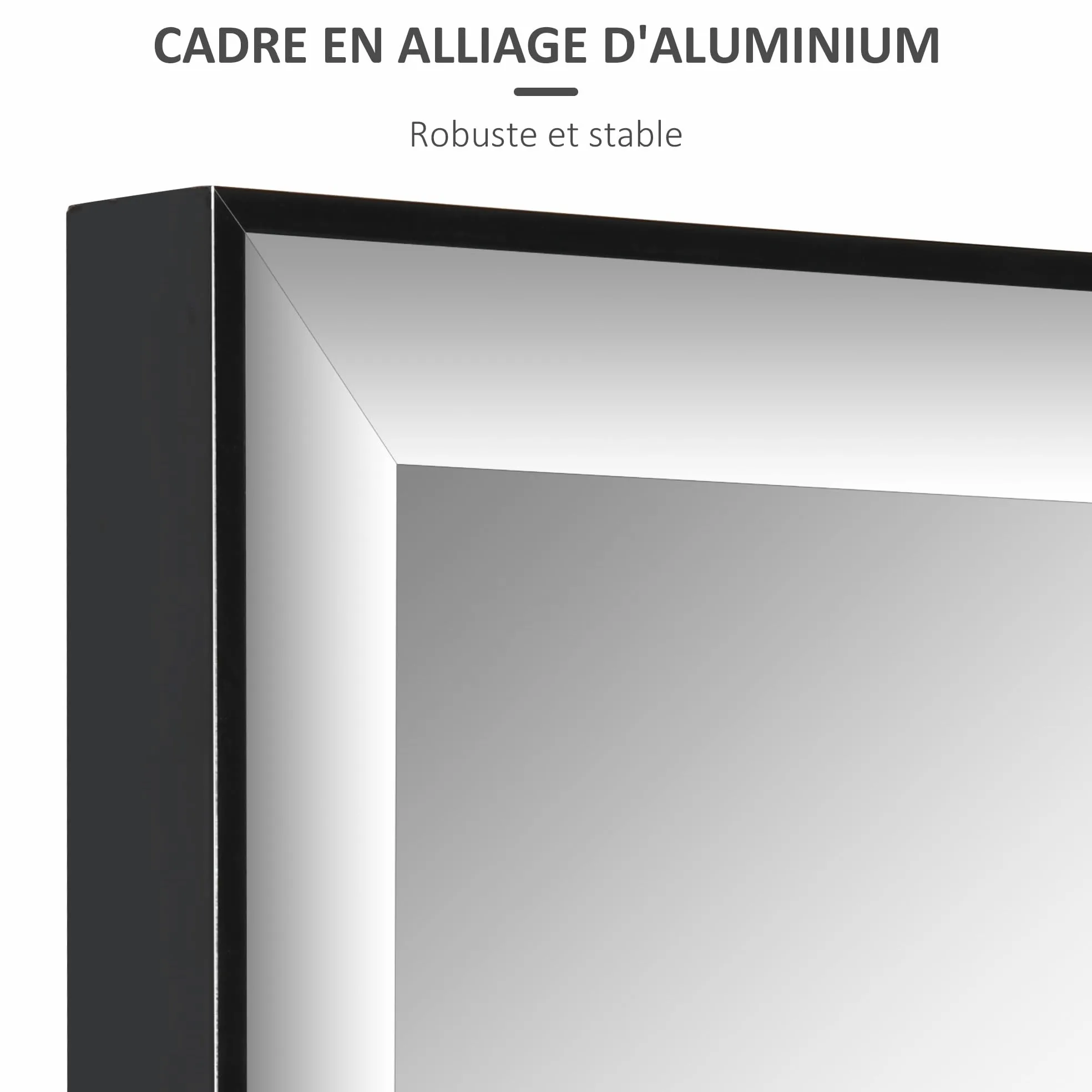 HOMCOM Miroir Mural Film Sécurité Anti Déflagrant 120L x 35l cm Noir | Système Attache Inclus, Cadre Alliage Alu.