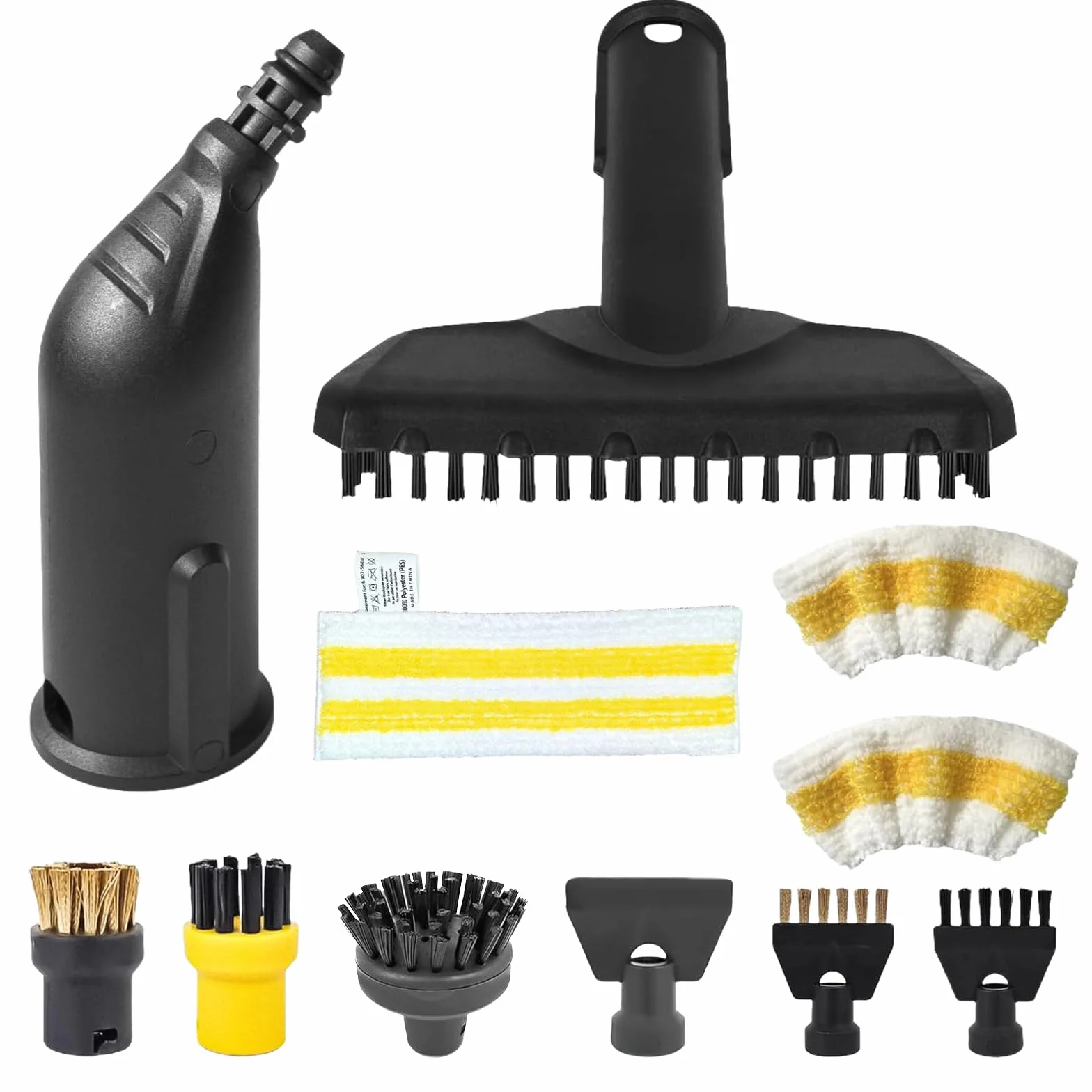 Lot de 11 Accessoires Nettoyeur Vapeur Kärcher SC1 SC2 SC3 SC4 SC5 avec Brosse Ronde, Plate, Buse Incurvée