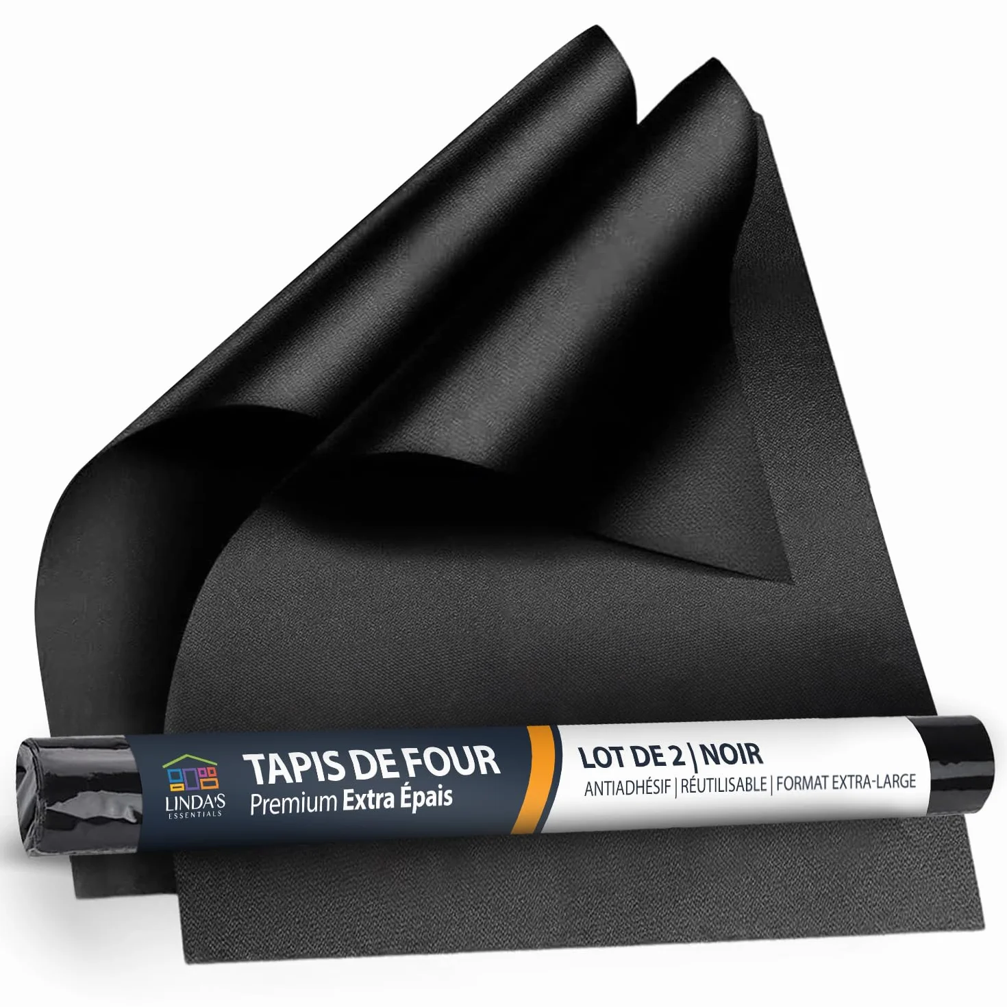 Feuille Protection Four Cuisson Antiadhésive Lot de 2 Tapis Reutilisable 32x50cm Noir