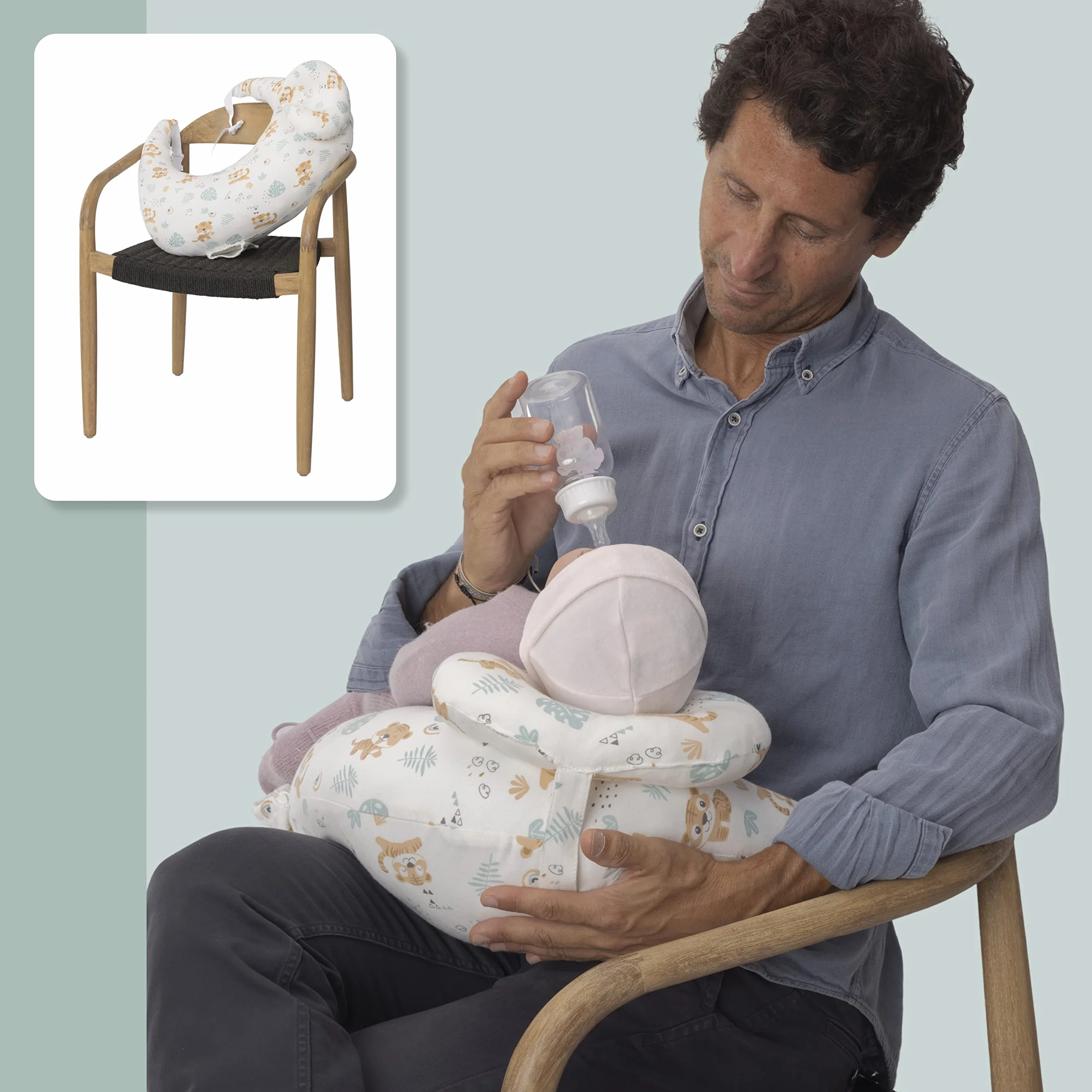 Coussin d'allaitement Ergonomique Anti-Reflux 45° avec Ceinture Ajustable et Housse 100% Coton Lavable