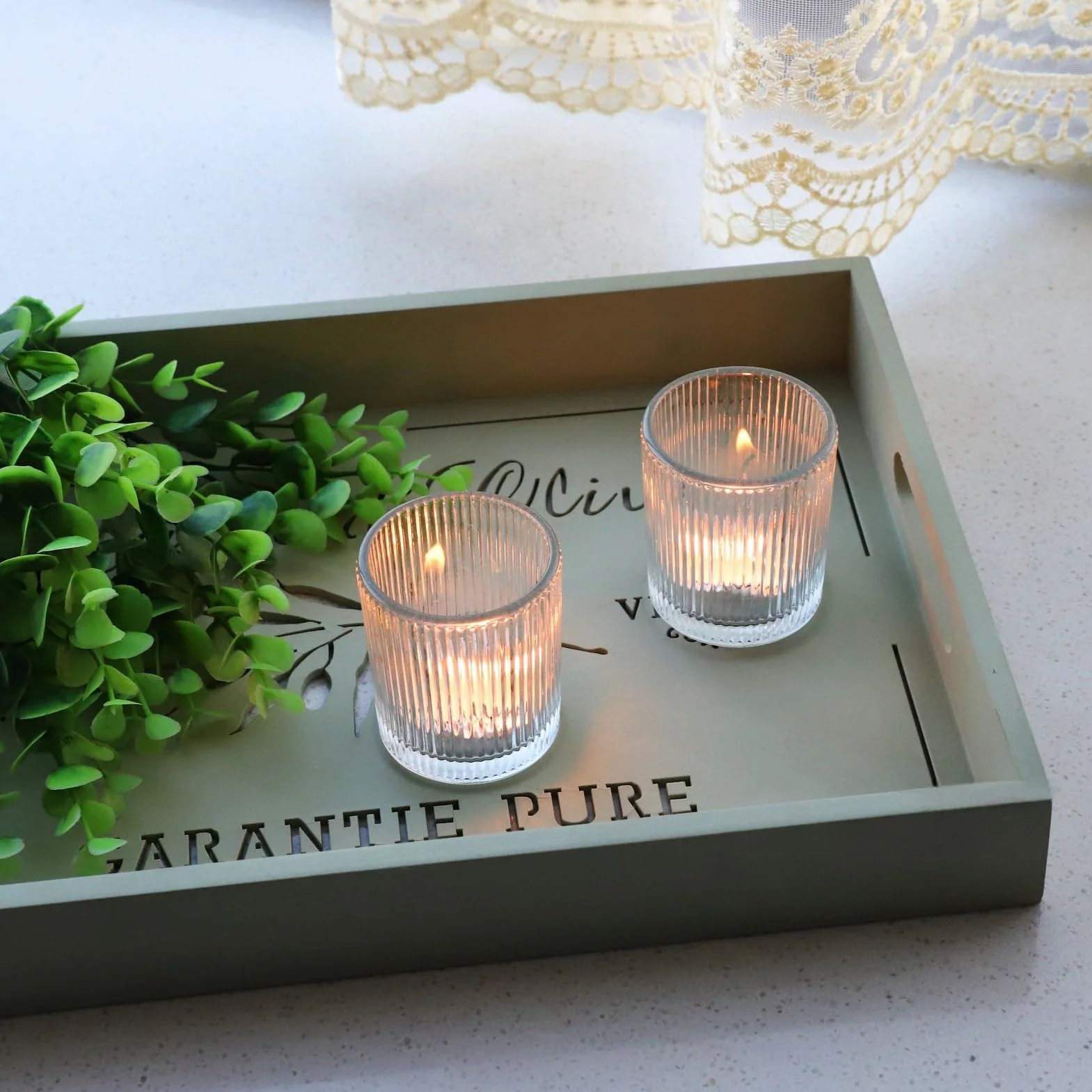 Lot de 12 Bougeoirs en Verre Côtelés Transparents pour Mariage, Fête et Décoration de Noël (5,5 cm × 6,5 cm)
