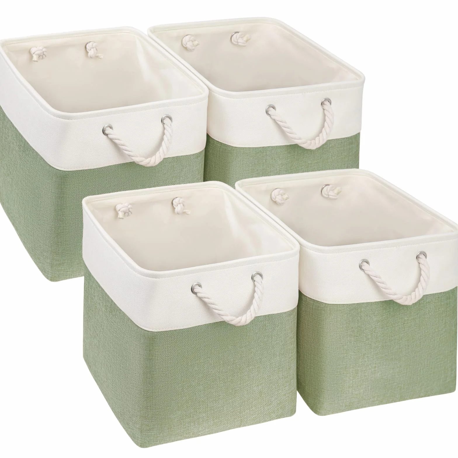 Kallax Lot de 4 boîtes de rangement en tissu 33 x 38 x 33 cm vert/blanc