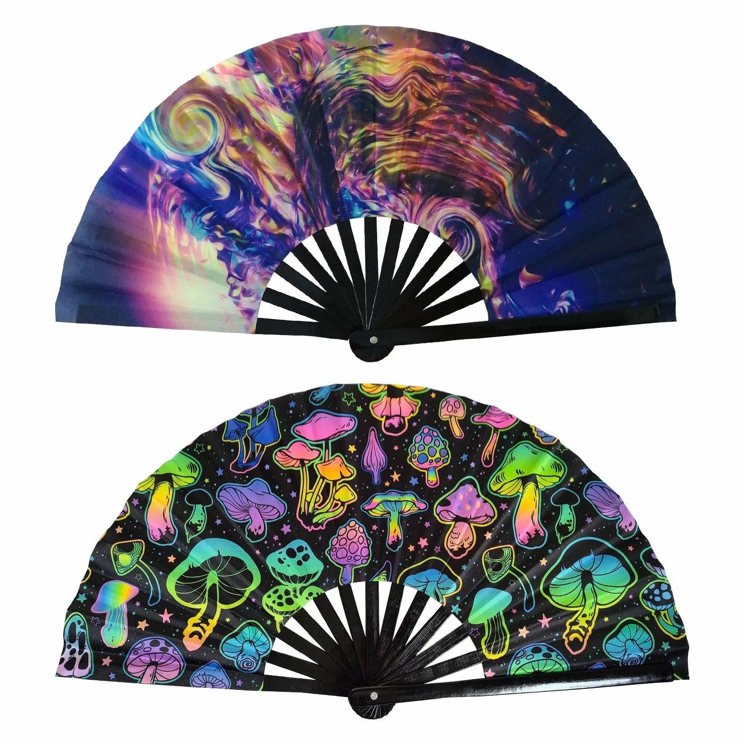 Éventail Pliant Arc-En-Ciel Carnaval 33 x 64 cm Multicolore 2 Pièces