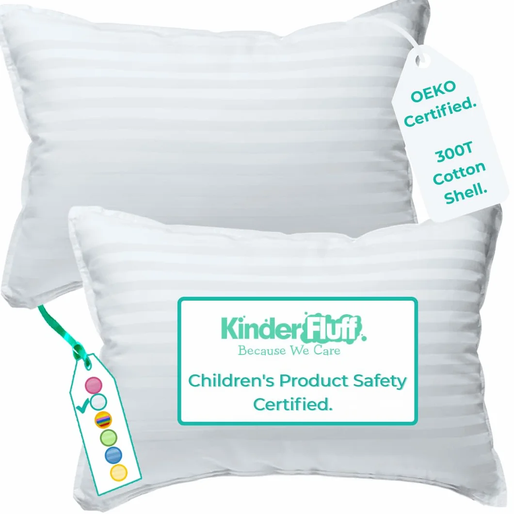Oreiller Enfant Coton 300T Garnissage Doux Taie Hypoallergénique Lavable Bébé Sieste Maternelle