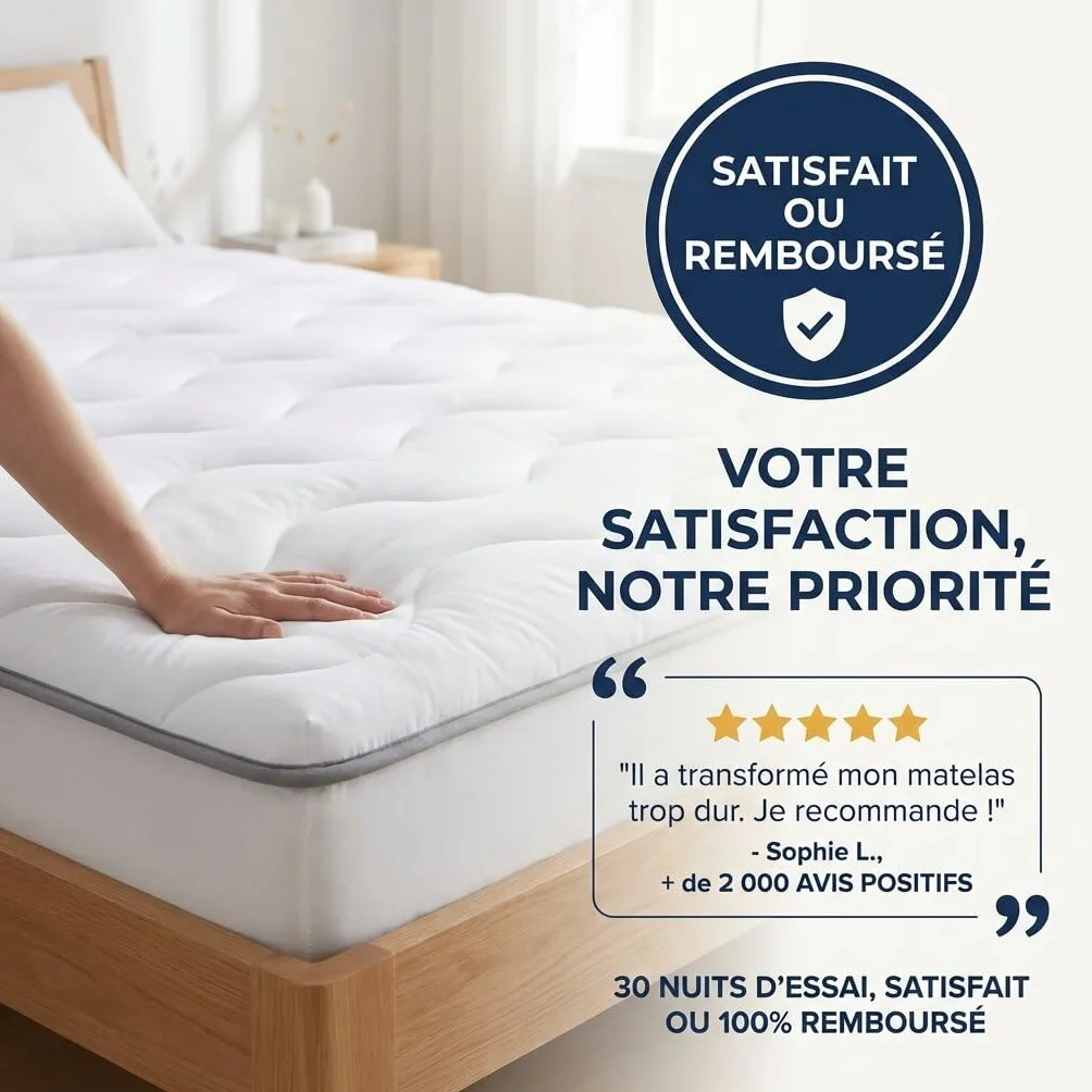 CASABEL Surmatelas Nuage 140x190 cm Microfibre Anti-acarien Respirant Matelas 2 Places