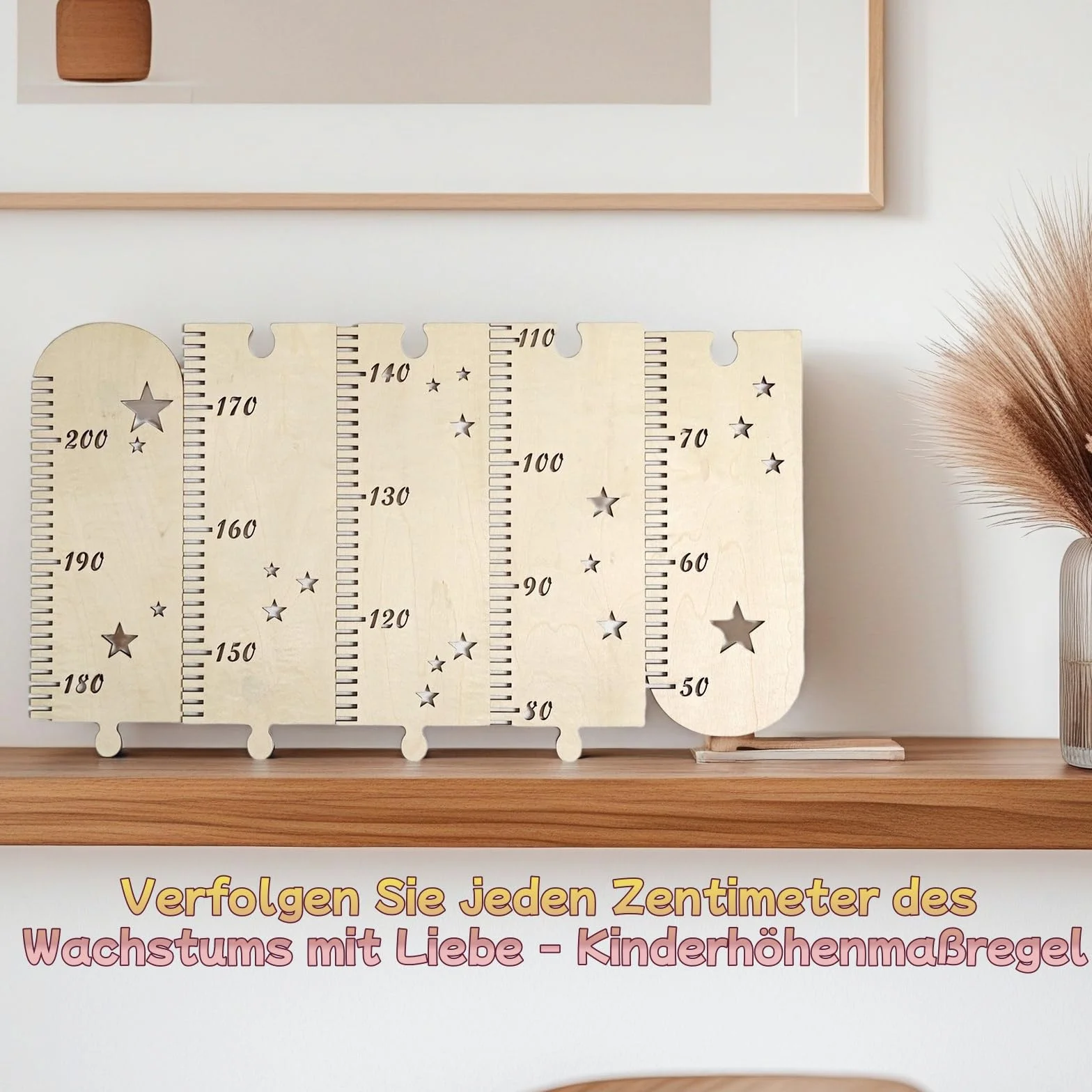 Toise en bois pour enfants - Tableau des tailles mural - Décoration chambre bébé pliable
