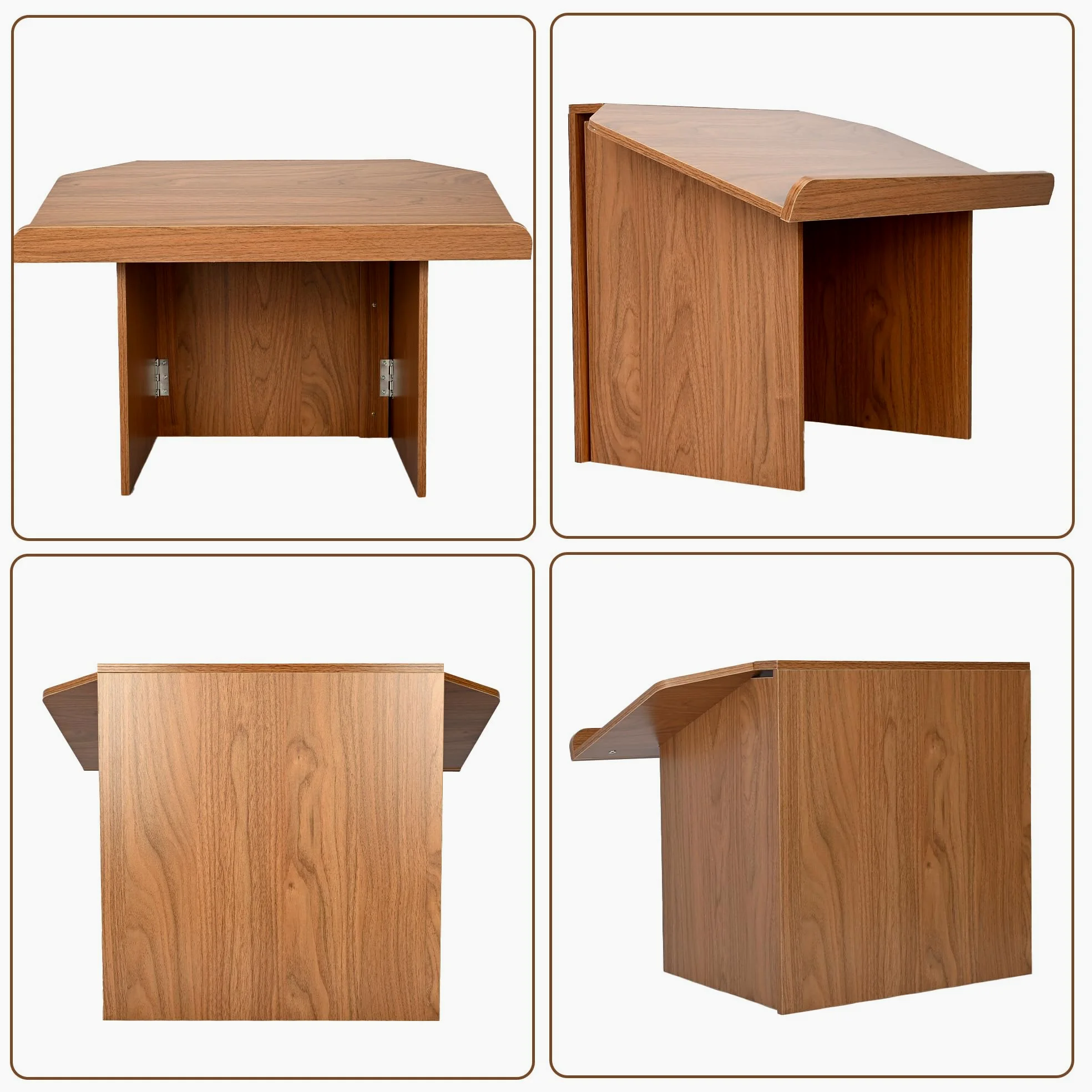 uyoyous Podium pour Église Pupitre Pliable avec Support pour Livres | Portable en Bois et Acier Support pour Présentations en Classe Dimensions: 68L x 38l x 48,4H cm
