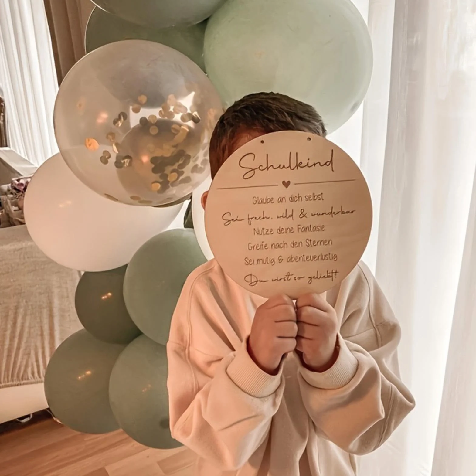 Plaque commémorative ronde en bois pour bébé Bonjour mot circulaire nouveau-né mensuel Photo Prop