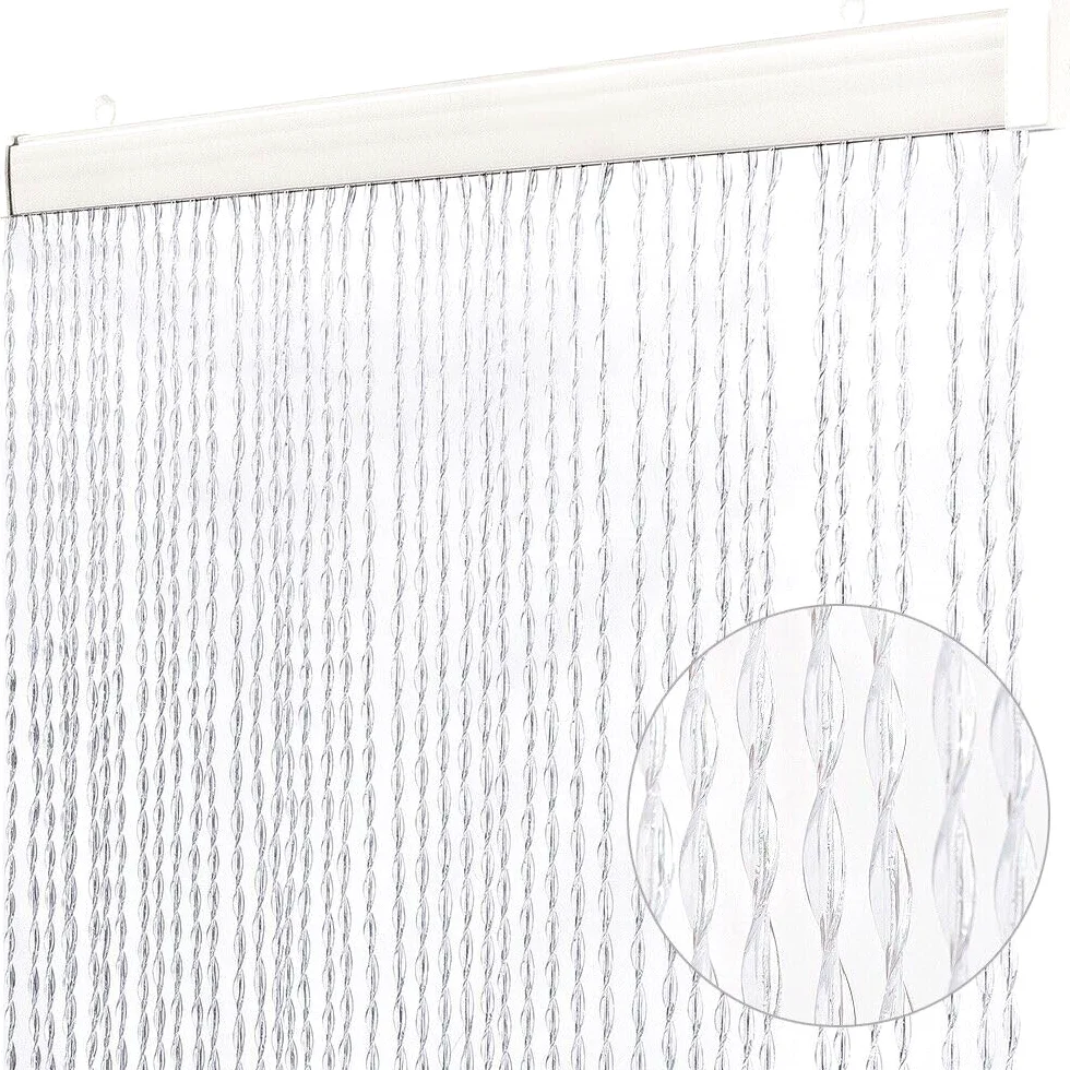 emmevi Rideau anti-mouches fil tressé caoutchouc PVC Mosquiera fenêtre porte entrée 120 x 230 cm transparent
