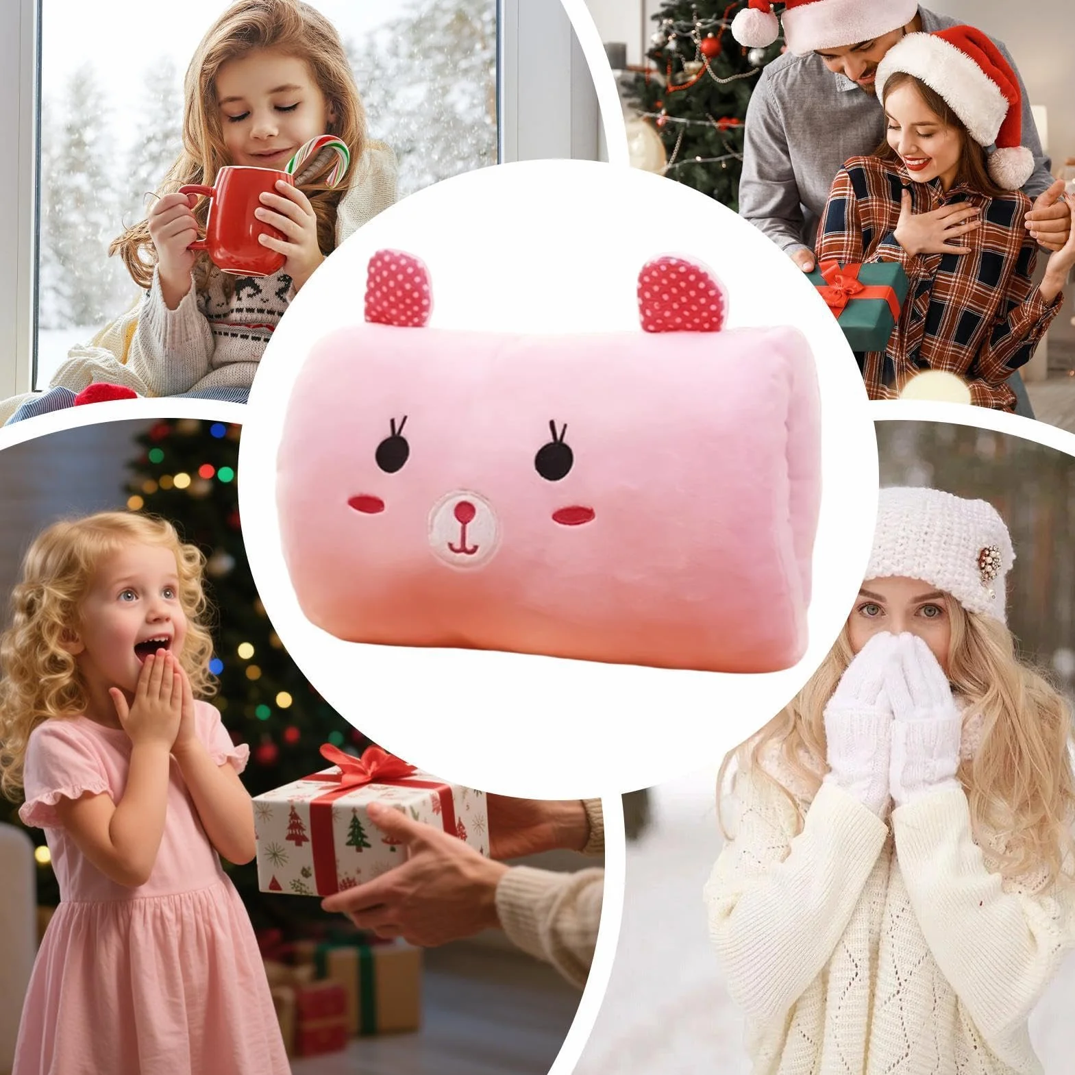 Oreiller À Main en Peluche Chauffant Coussin De Lancer Dessin Animé pour Hiver Voyage