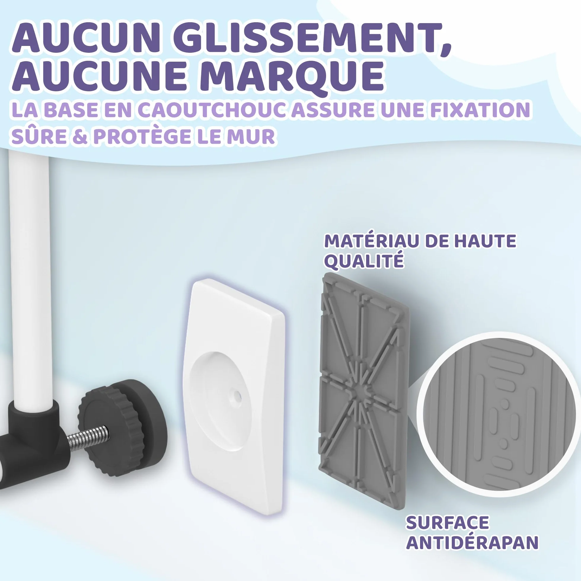 Patins de Protection Murale sans Perçage – Grille et Barrière de Sécurité pour Escalier & Porte – Fixation à Pression pour Bébé & Enfants
