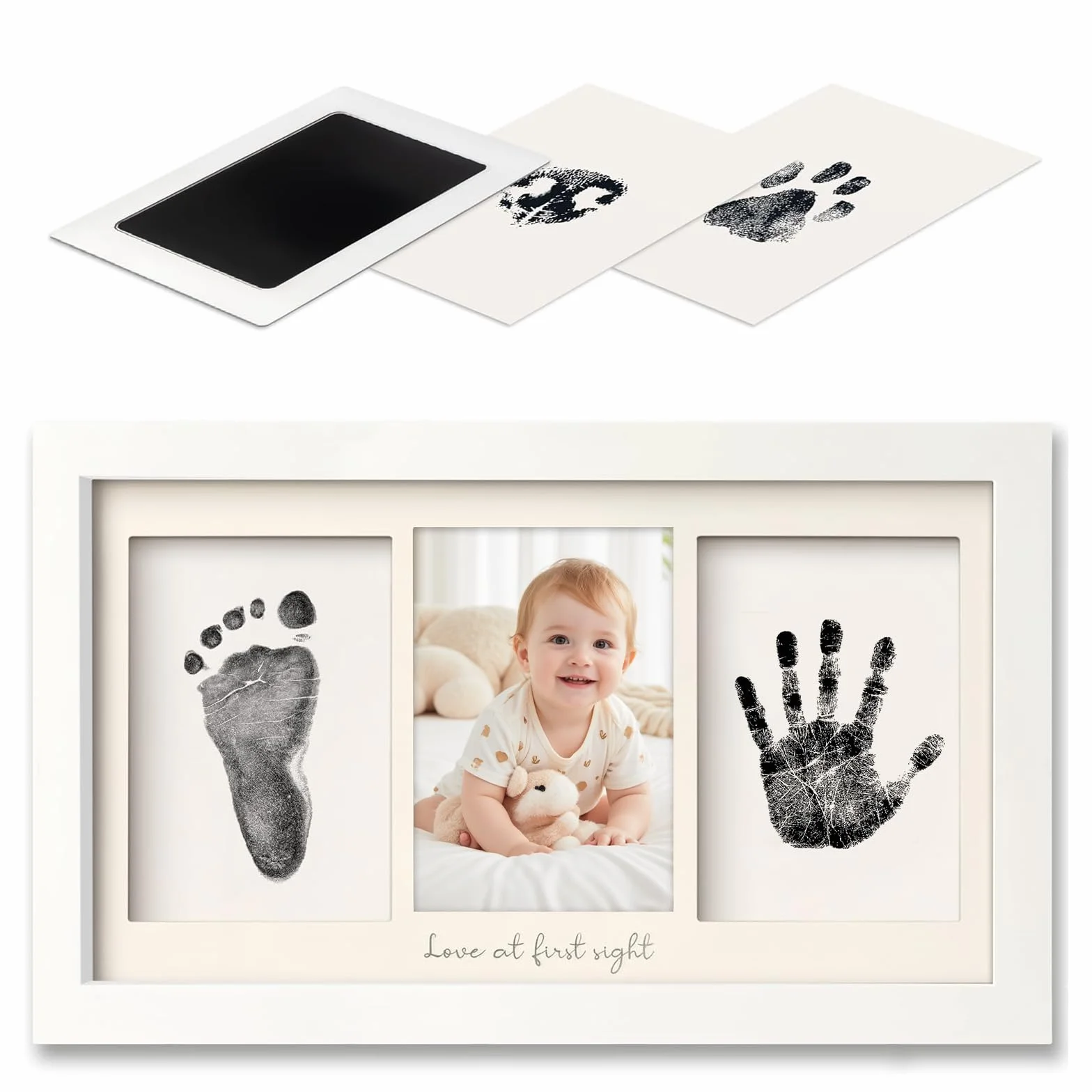 PANYI Empreinte Main Pied Bebe Cadre Souvenir avec Tampon Encreur et 3 Cartes