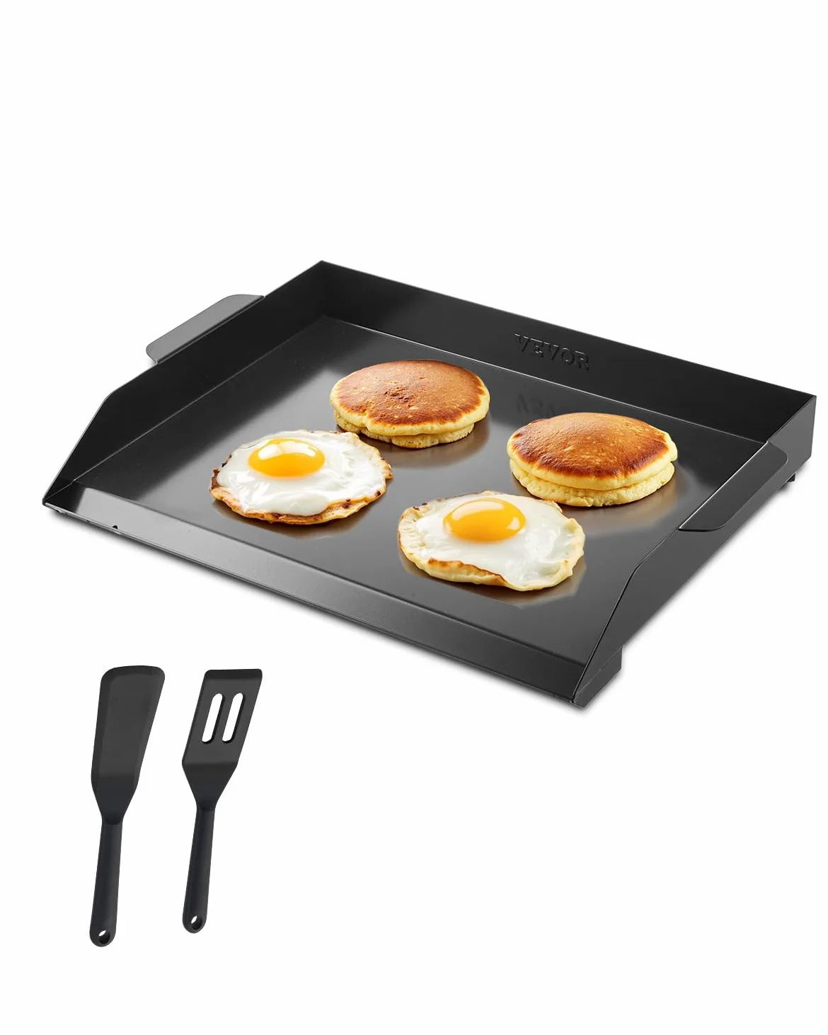 VEVOR Plaque de cuisson en acier au carbone, plaque de four rectangulaire universelle à dessus plat, 502 x 370 mm, batterie de cuisine familiale portable à gaz pour barbecue, pour camping, fête, noir