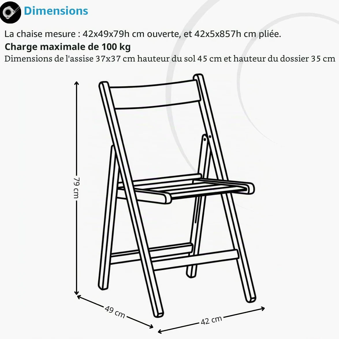 Tomaino - Lot de 4 chaises pliantes de camping en bois - Pour intérieur et extérieur - Peu encombrant, idéal pour cuisine, jardin, balcon (naturel)