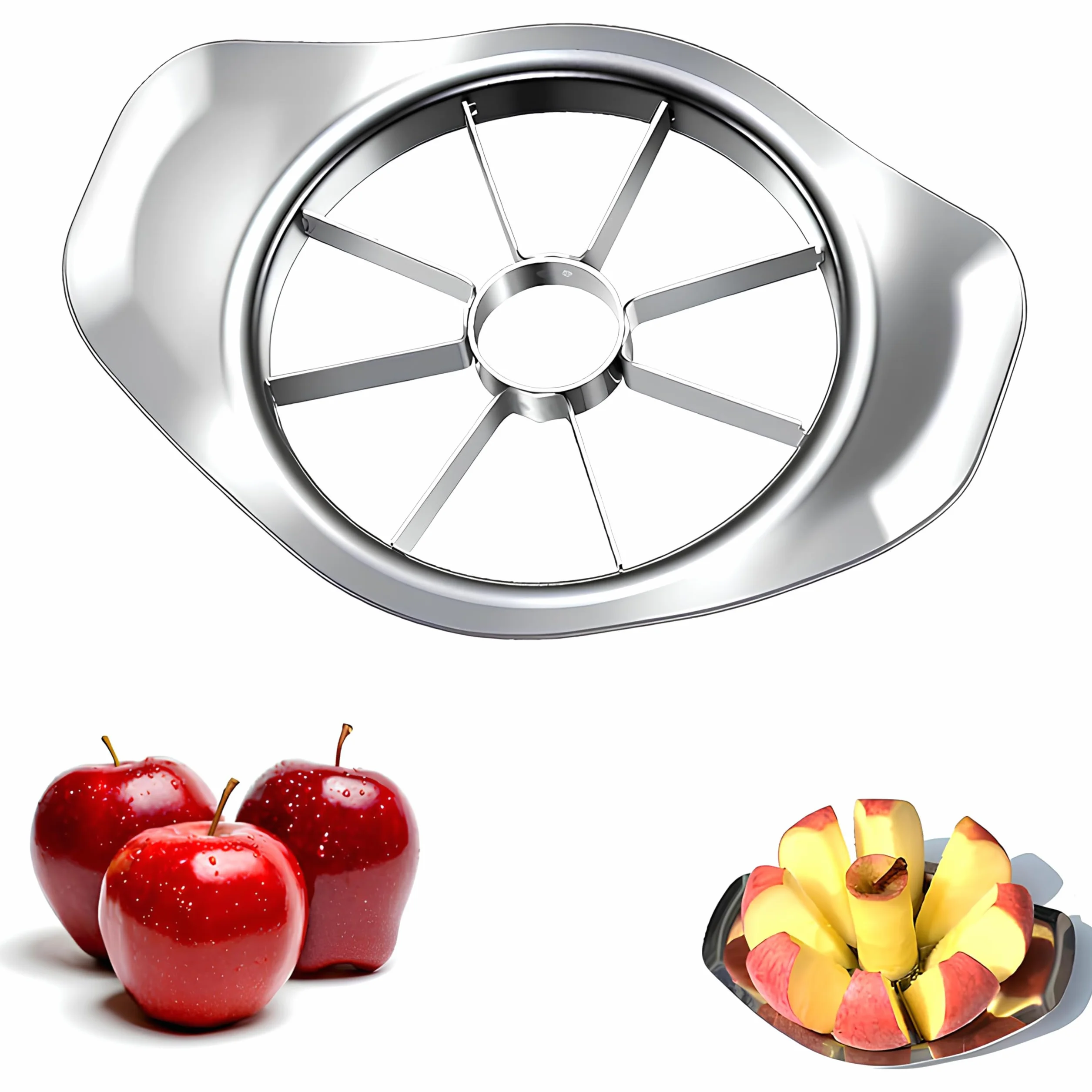 Coupe Pomme en Acier Inoxydable à 8 Lames, Éplucheur, Vide Pomme, Adapté aux Pommes et Poires