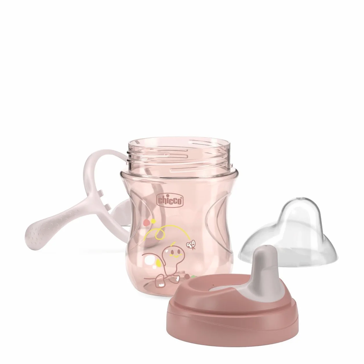 Chicco tasse d'apprentissage anti-goutte plastique bec ergonomique semi-doux 6+ mois sans BPA Rose