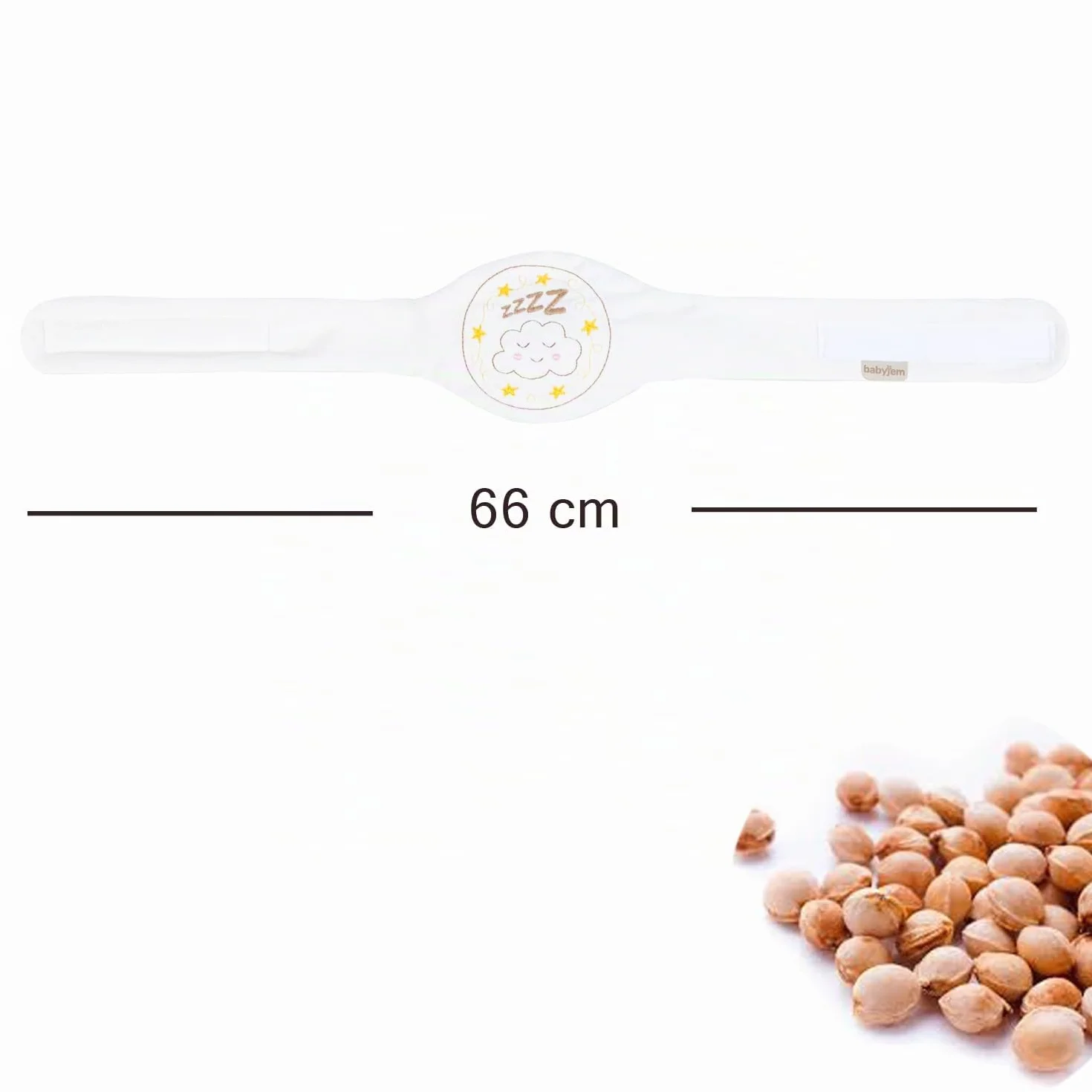 Babyjem Ceinture blanche en noyaux de cerises pour bébés 0-12 mois, ajustable, 100% coton