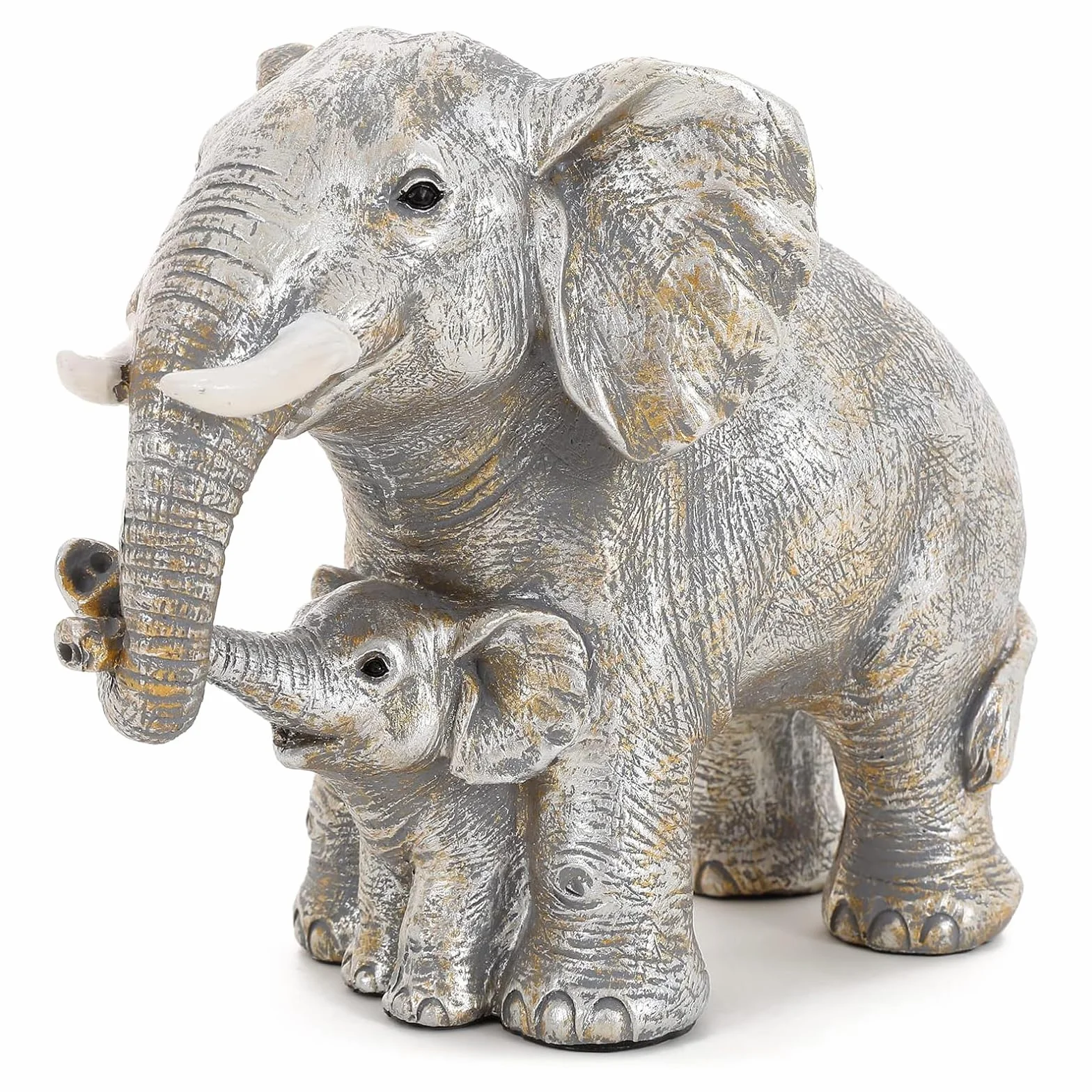 Statue Elephant Décoration Cadeau Maman Argent Intérieur Salon Bureau