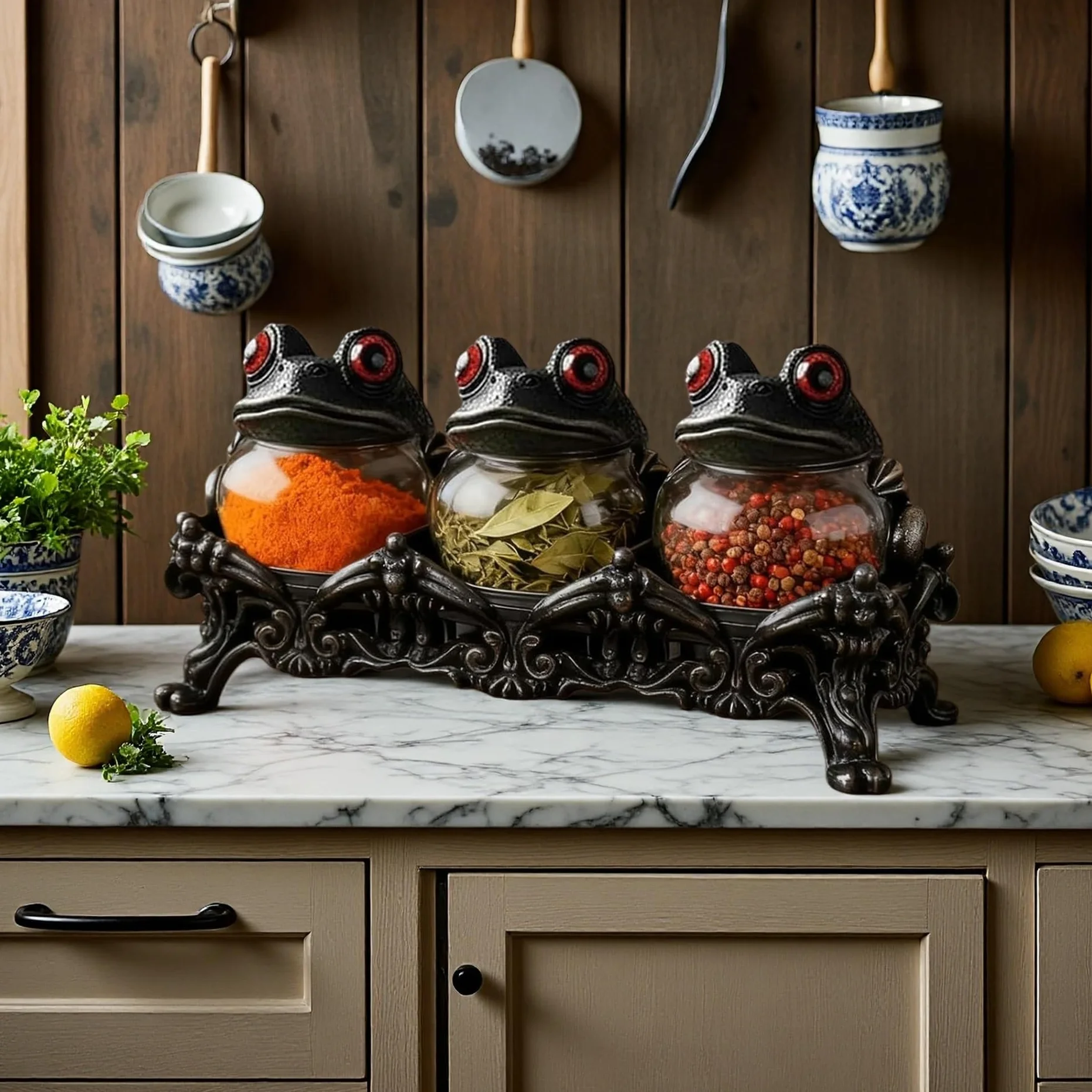 Chapeau de sorcière bocal d'épices hibou avec support résine Gothique couvercles Décoration maison (3pcs)