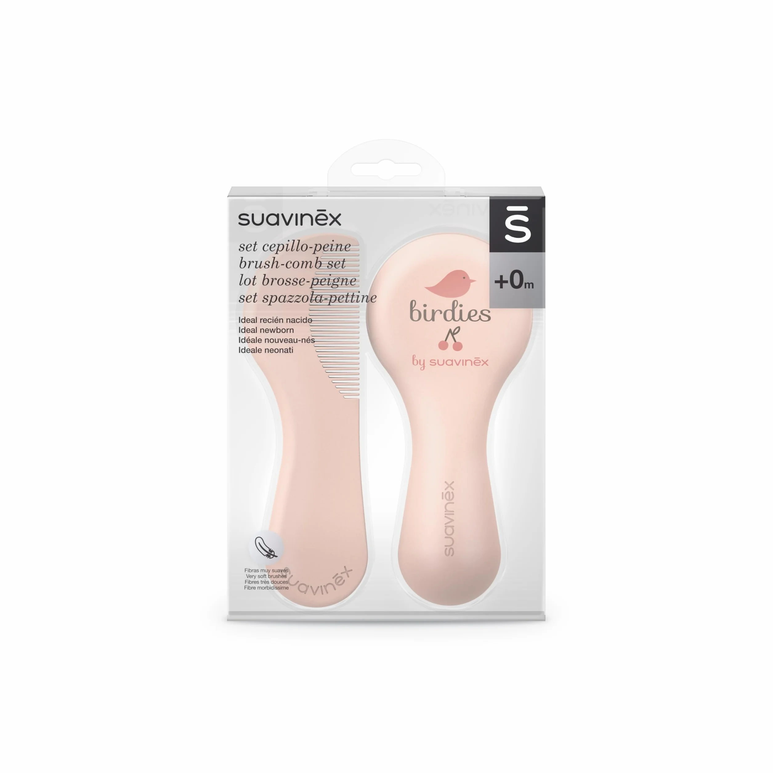Suavinex Brosse à Cheveux Bébé Peigne Lot Nouveau-nés Fibres Douces Hygge Collection Rose