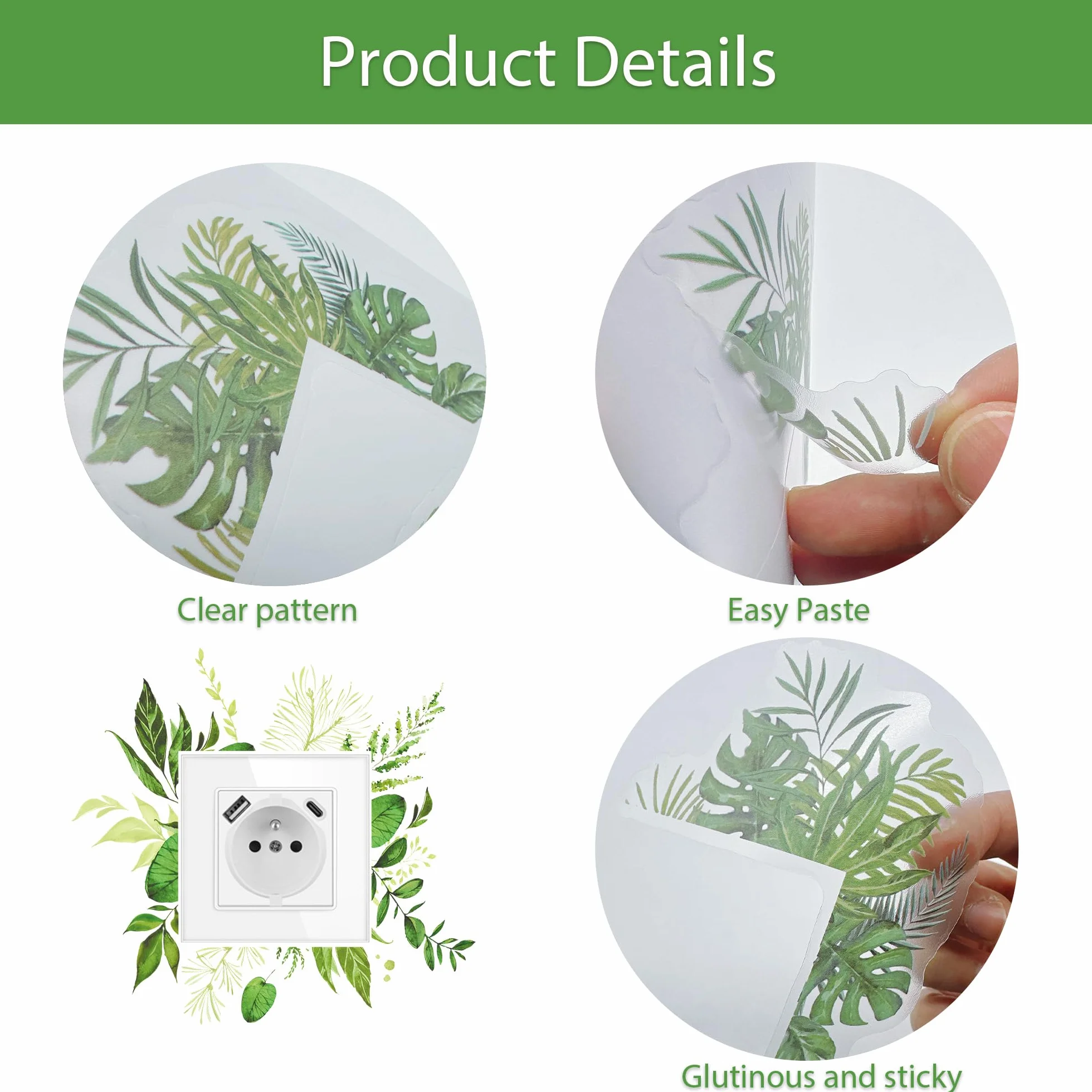 Lot de 5 autocollants pour interrupteur mural décoratif - Autocollant végétal
